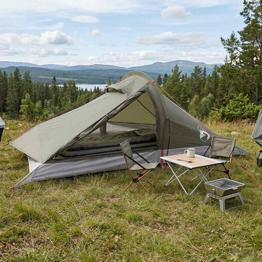 Mangloder Trekkingzelt Grün 4-Personen aus 185T Polyester mit PU-Beschichtung, leicht, wasserdicht, UV-beständig, stabiles Tunnelzelt für Camping, Wandern, Outdoor, Familien- und Festivalabenteuer