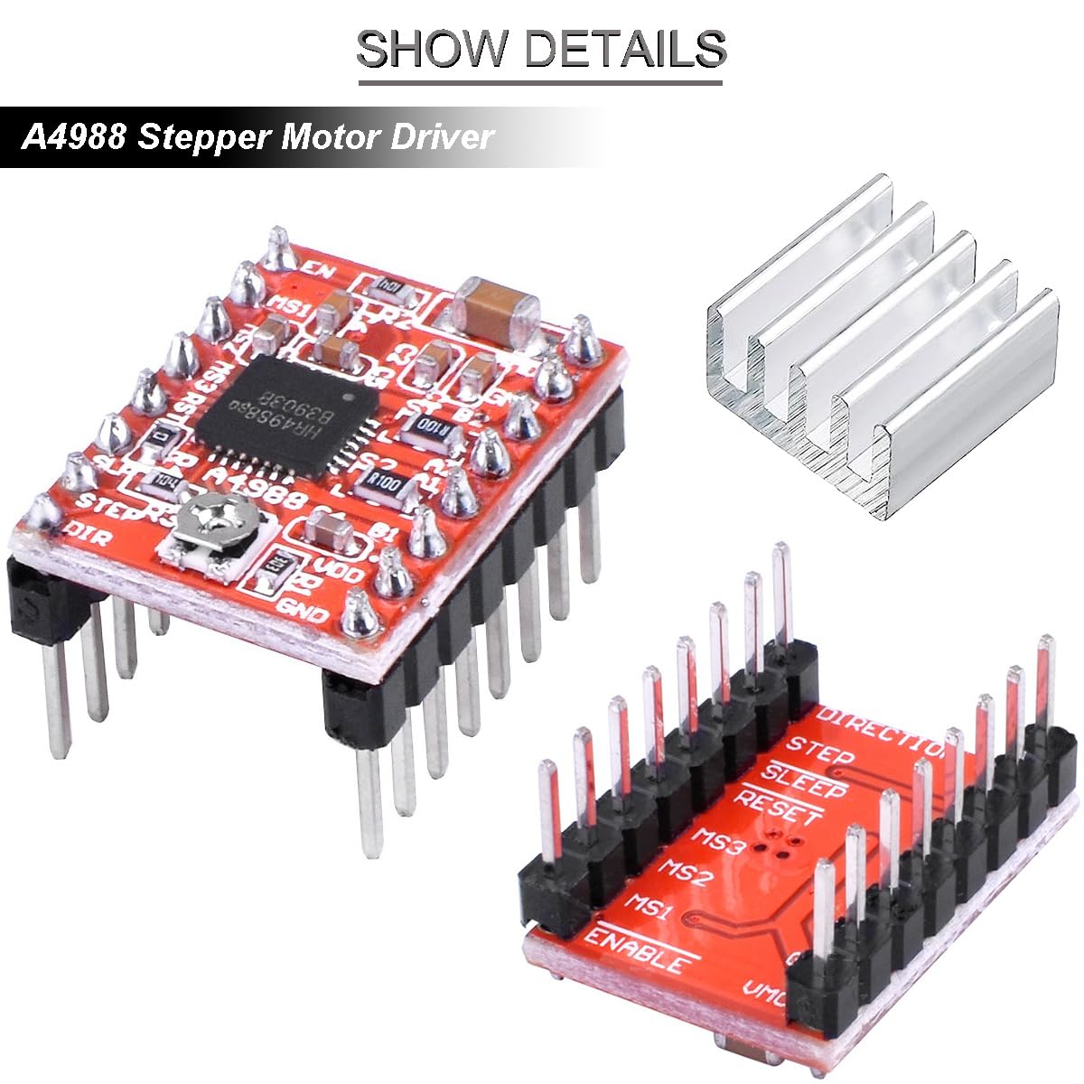 DRV8825 Modulo driver motore con dissipatore di calore per stampante 3D Reprap (confezione da 5 pezzi) - 5-DRV8825|STEPPERONLINE