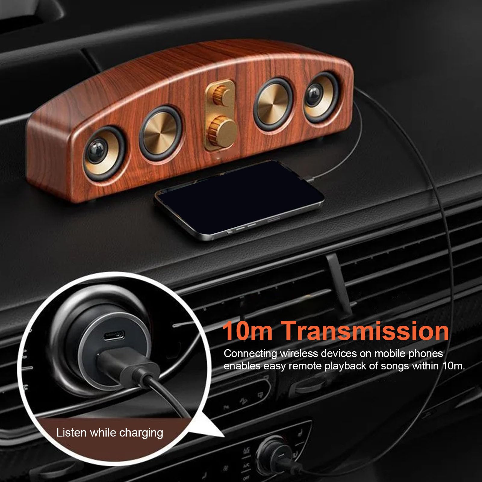 Asixxsix Altoparlante Bluetooth retrò, Finitura in Legno | Suono Forte da 120 DB, Riproduzione Intelligente, Batteria Ricaricabile da 2400 MAh, Supporto Scheda TF AUX USB Lettore MP3