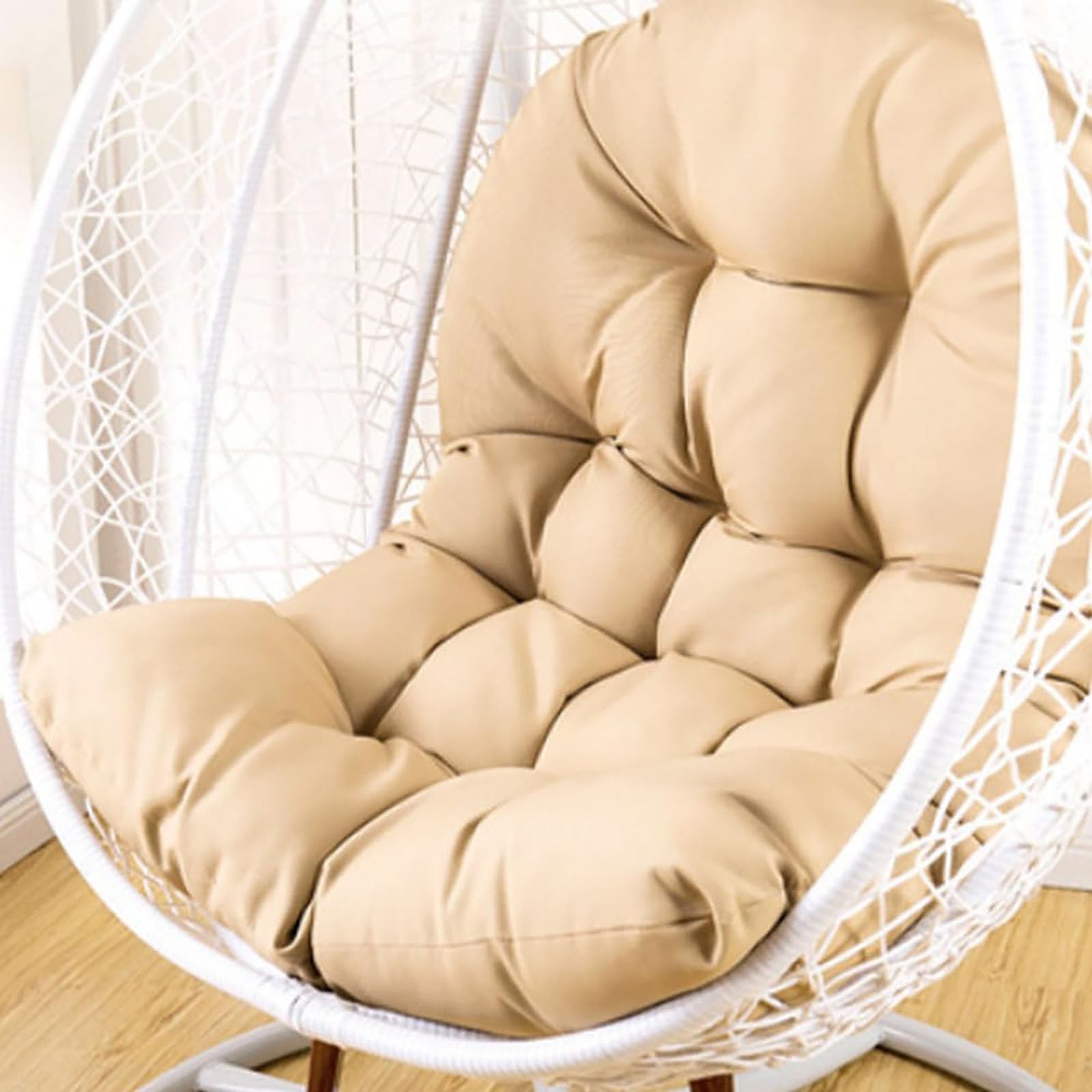 Housse de Remplacement pour Coussin de Chaise Œuf, Coussin de Chaise Suspendue pour Le Jardin À Bascule Imperméable pour L'extérieur Coussin de Dossier Panier Suspendu,Off White