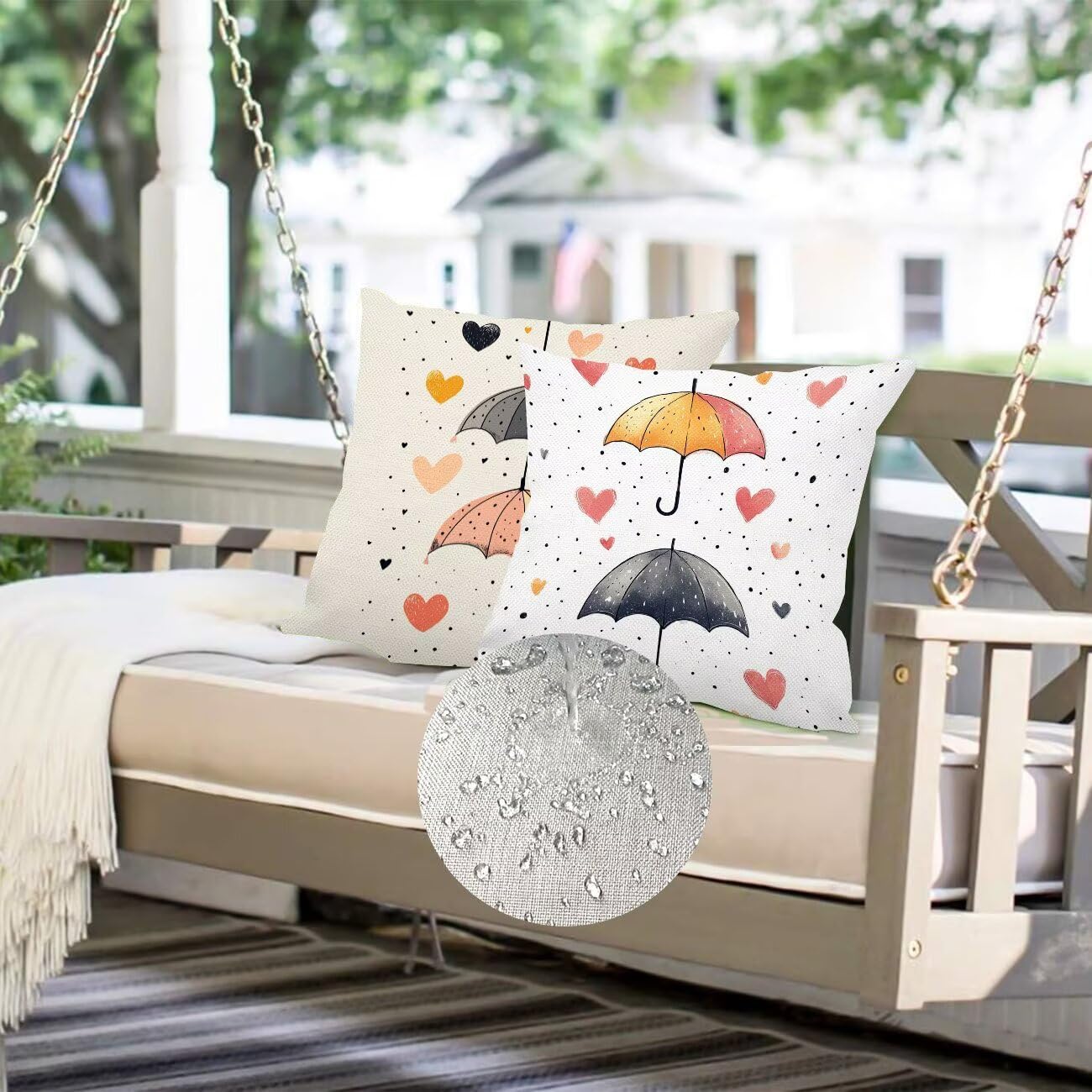 Fundas Cojines 60 x 60 cm Juego de 4 Cojines Exterior, Crema Paraguas Lino Impermeable Sofa Fundas Cojin de para Sofá, Dormitorio, Estar, Jardín, Coche, Decoración Hogar, con Cremallera Oculta m-455