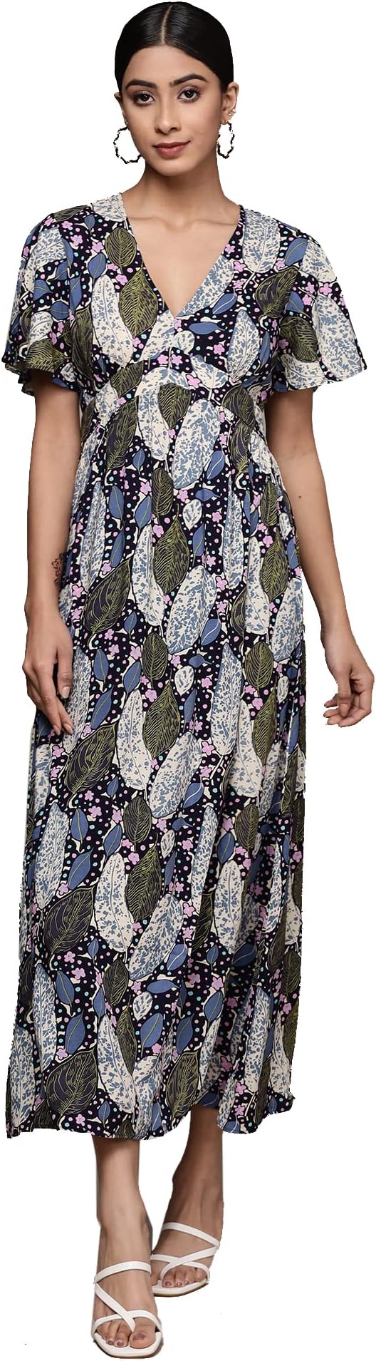 Label RITU KUMAR Blue Botanic Print Long Dress