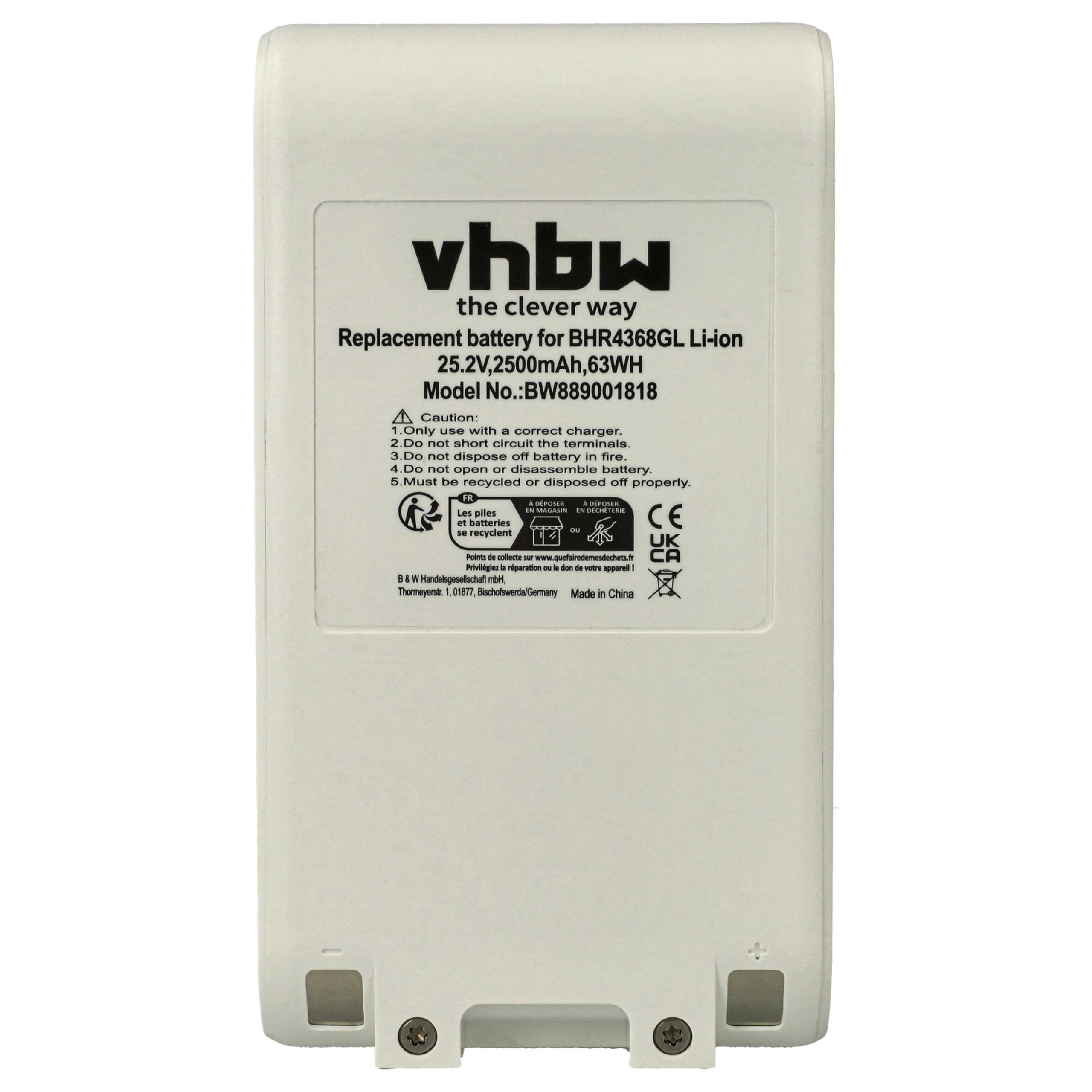 vhbw batteria sostituisce Dreame P2046-7S1P-BCB, 3027689, P2046-7S1P-BCA per aspirapolvere bianco (2500mAh, 25,2V, Li-Ion)