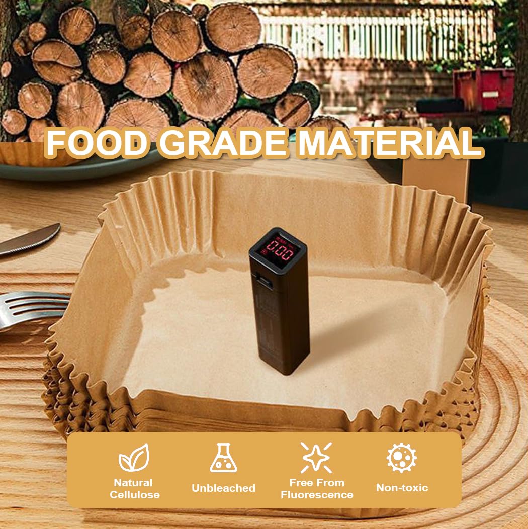 Carta Forno Per Friggitrice Ad Aria 16x16cm - 100 Pezzi Antiaderente Senza BPA - Per Ninja E Altre