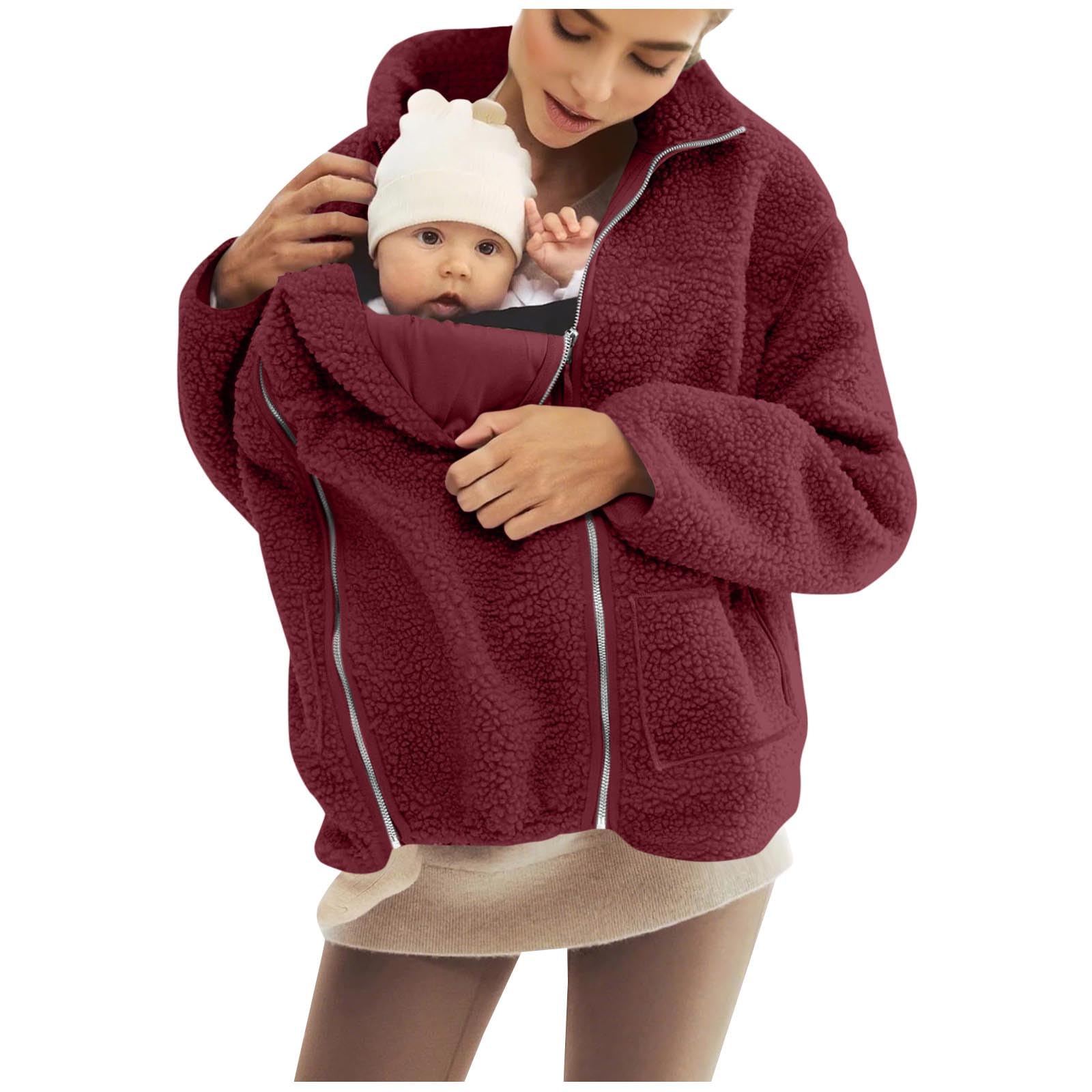 Abrigo de maternidad 2 en 1 para mujer, forro polar con chaquetas de bebé