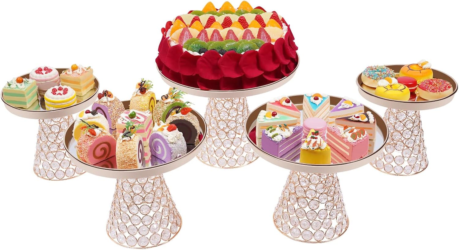 DONSU Cake Stand Set5 Pcs Crystal Round Cupcake Holders