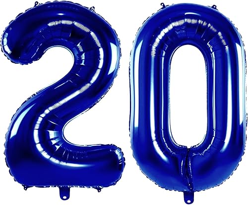 Globos gigantes color azul rey 20 números  40 pulgadas globo azul de cumpleaños número 20 decoraciones de cumpleaños número 20 para hombres 20