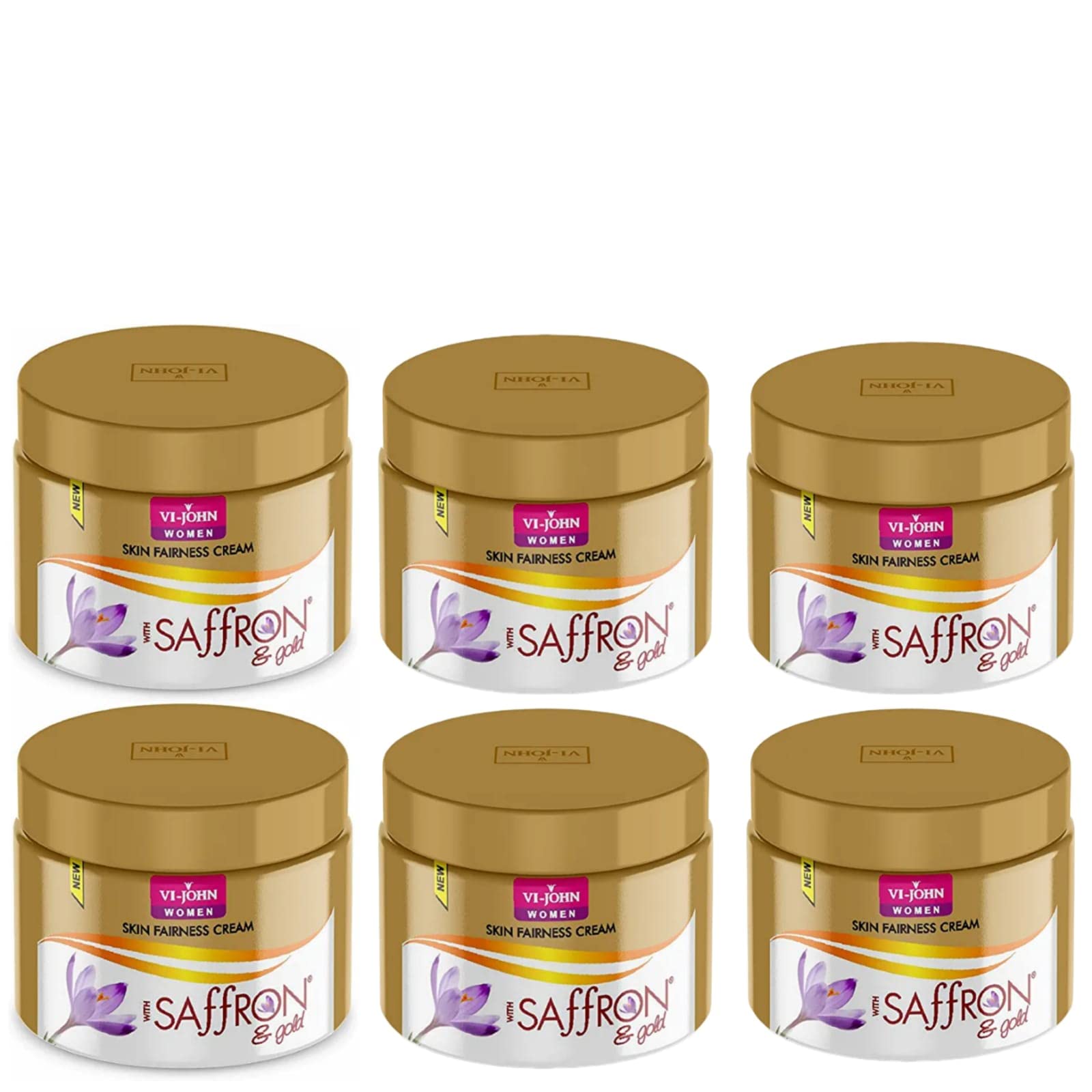 VI - JOHN Gold Saffron Fairness Cream For Uneven Skin Tone & All Skin | Chemical Free Face Cream For Radiant Glow And Dark Spots- 50 Gm Each Pack (All Type Skin) (Pack of 6)