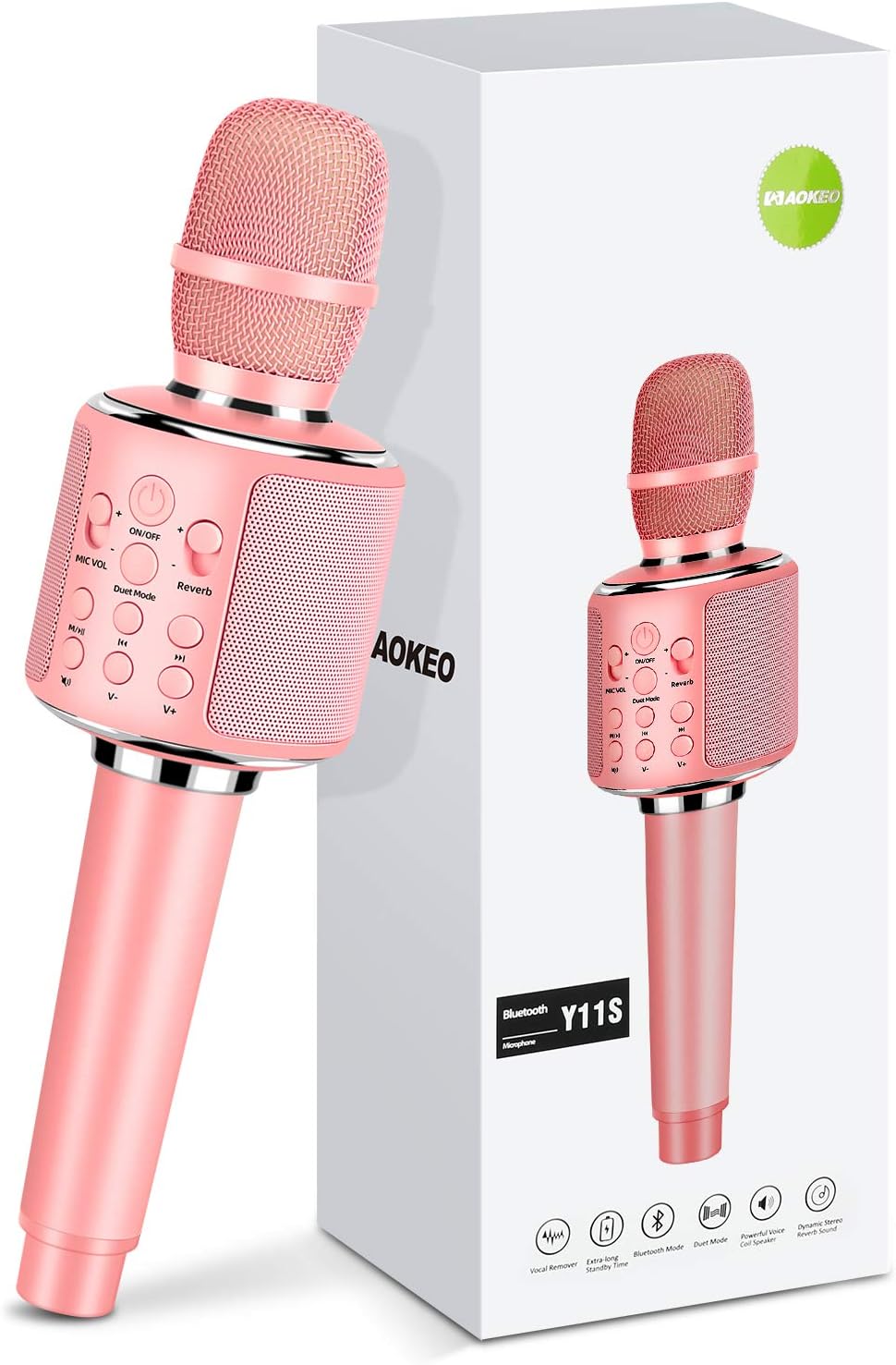 Aokeo K-1 Wireless Karaoke Bluetooth Microphone.3 in 1 Handheld Mic Karaoke Machine for Christmas Home Birthday Party for Kids and Adults.Compatible with Android & iOS Devices (Pink)
