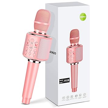 Aokeo K-1 Wireless Karaoke Bluetooth Microphone.3 in 1 Handheld Mic Karaoke Machine for Christmas Home Birthday Party for Kids and Adults.Compatible with Android & iOS Devices(Rose Gold)