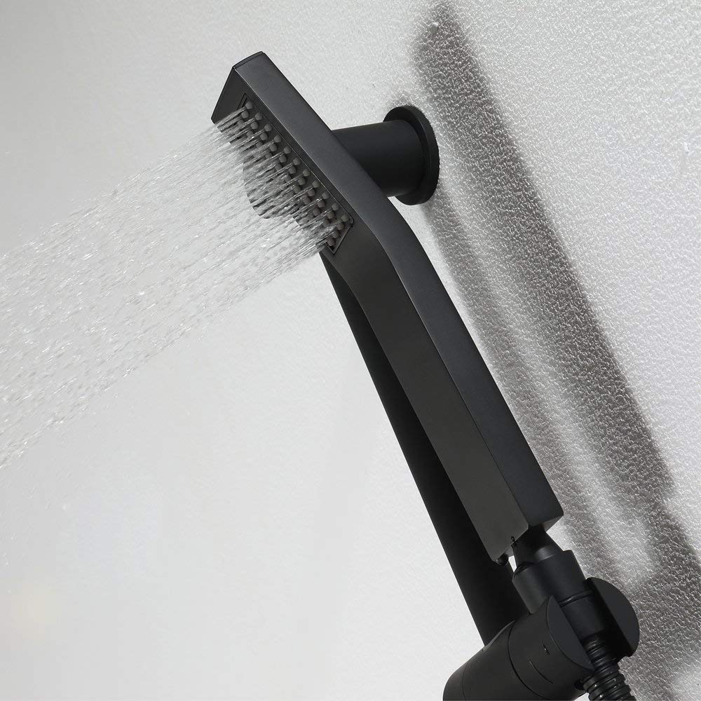 Sistema Doccia, Set Combinato Doccia con Miscelatore a Pioggia di Lusso per Bagno soffione Doccia a Pioggia Quadrato da 12 Pollici con soffione Doccia a Mano e Rubinetto per Doccia,Nero