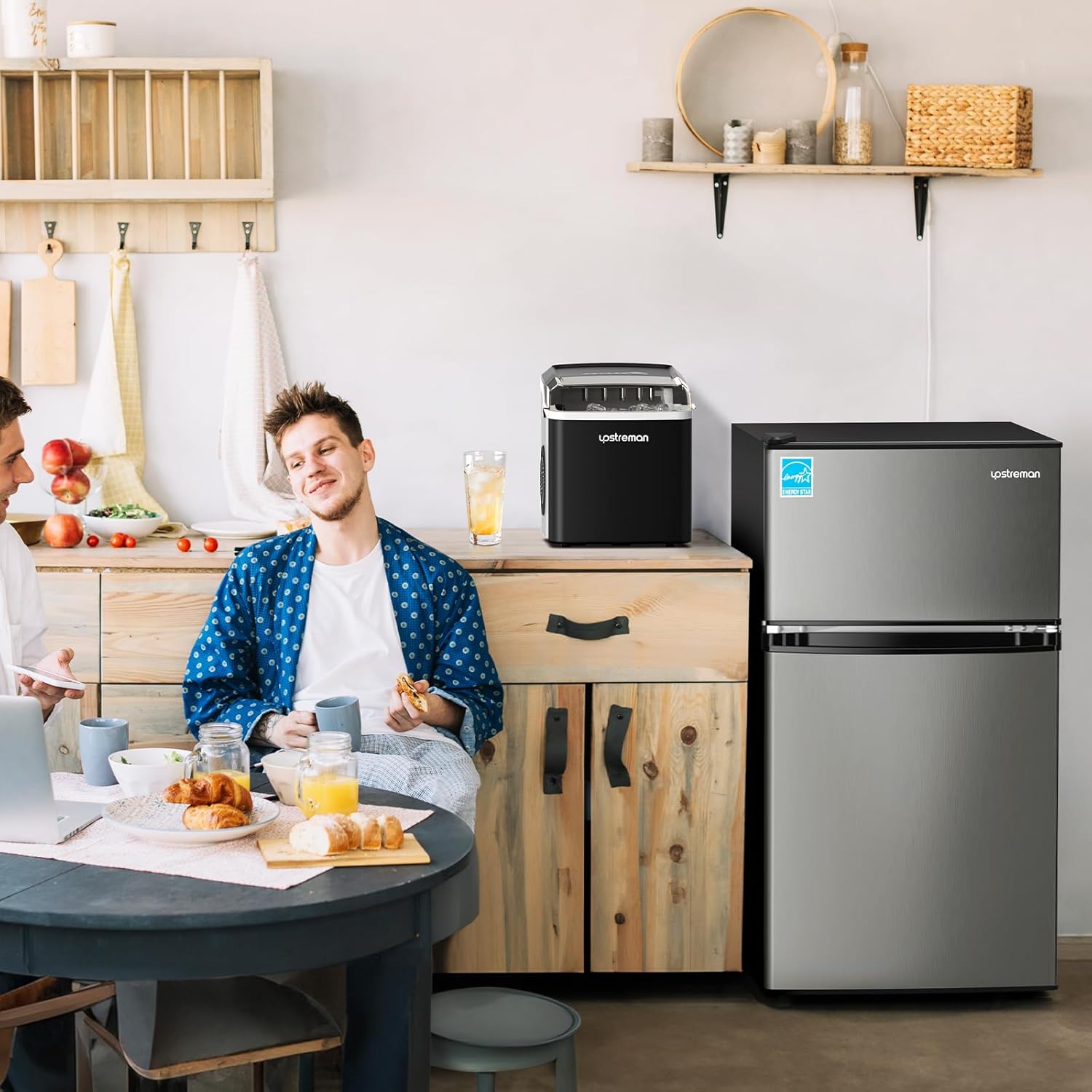 Upstreman 3.1 Cu.Ft Mini Fridge with Freezer, Double Door Mini Fridge, Dorm Essentials, Adjustable Thermostat, Energy Saving, Mini Fridge for Office, Dorm,Bedroom, Stainless Upstreman 3.1 Cu.Ft Mini Fridge with Freezer, Double Door Mini Fridge, Dorm Essentials, Adjustable Thermostat, Energy Saving, Mini Fridge for Office, Dorm,Bedroom, Stainless