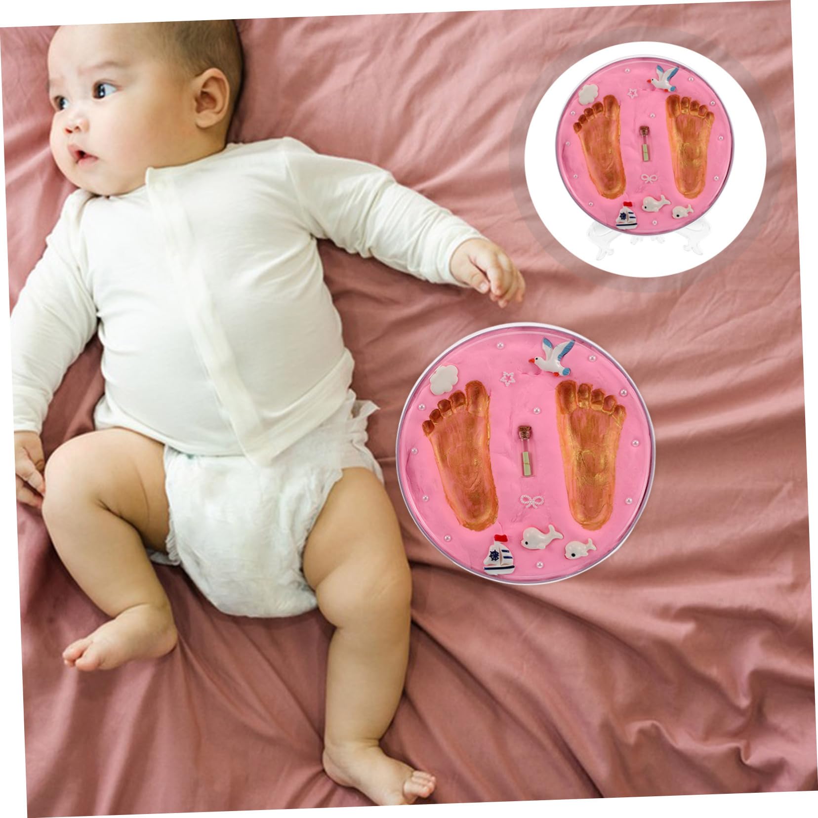 Kit de Huellas de Manos y Pies para Bebés Recién Nacidos Rosa