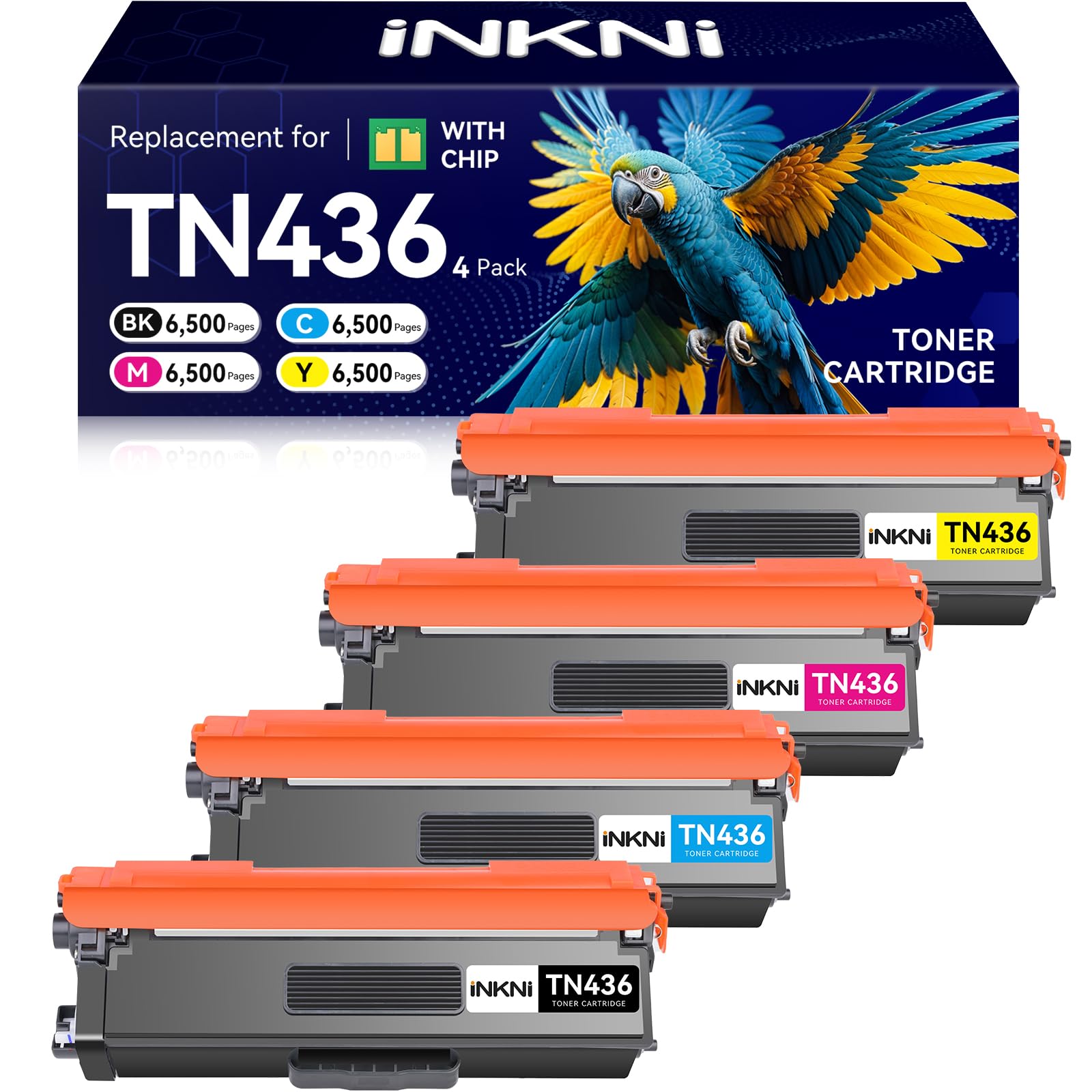 TN436 Toner Cartridge Set 4 Pack(with chip) Compatible Replacement for Brother tn436bk tn433 tn431 tn 436bk Toner for MFC-L8900CDW HL-L8360CDW