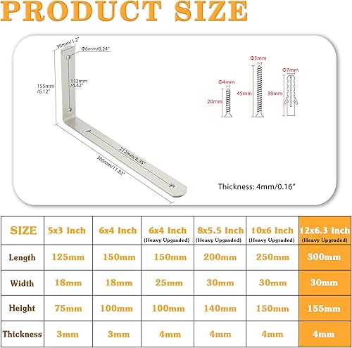Miniatura 42 de Alise Soportes de estante flotantes, soporte negro para estantes, soporte de pared en L resistente, soporte de esquina de ángulo de articulación