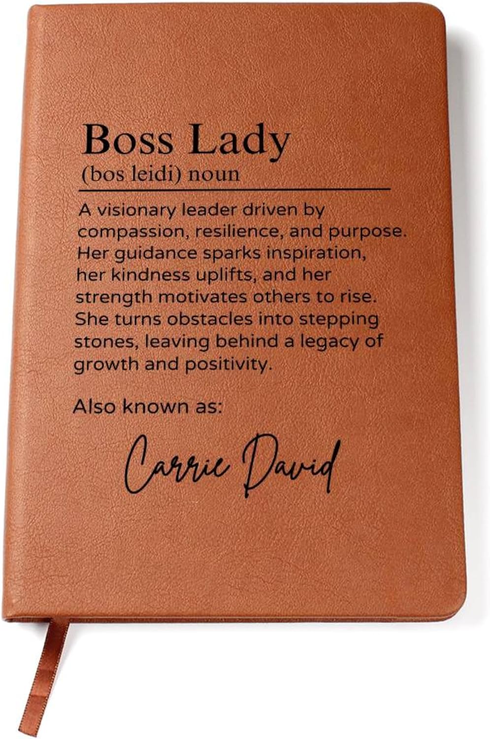 Hilis Personalized Boss Lady Journal, Coworker Gifts for Women, A5 Vegan Leather Lined Notebook, Thank You Gift, Appreciation, Retirement, Birthday Gift for Boss, Employee, Teacher, Mentor (D04)