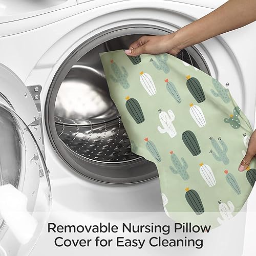 Vista 64 de Little Grape Land - Almohada de lactancia para bebés, de apoyo, alimentación con biberón, tiempo boca abajo, con funda lavable a máquina y relleno