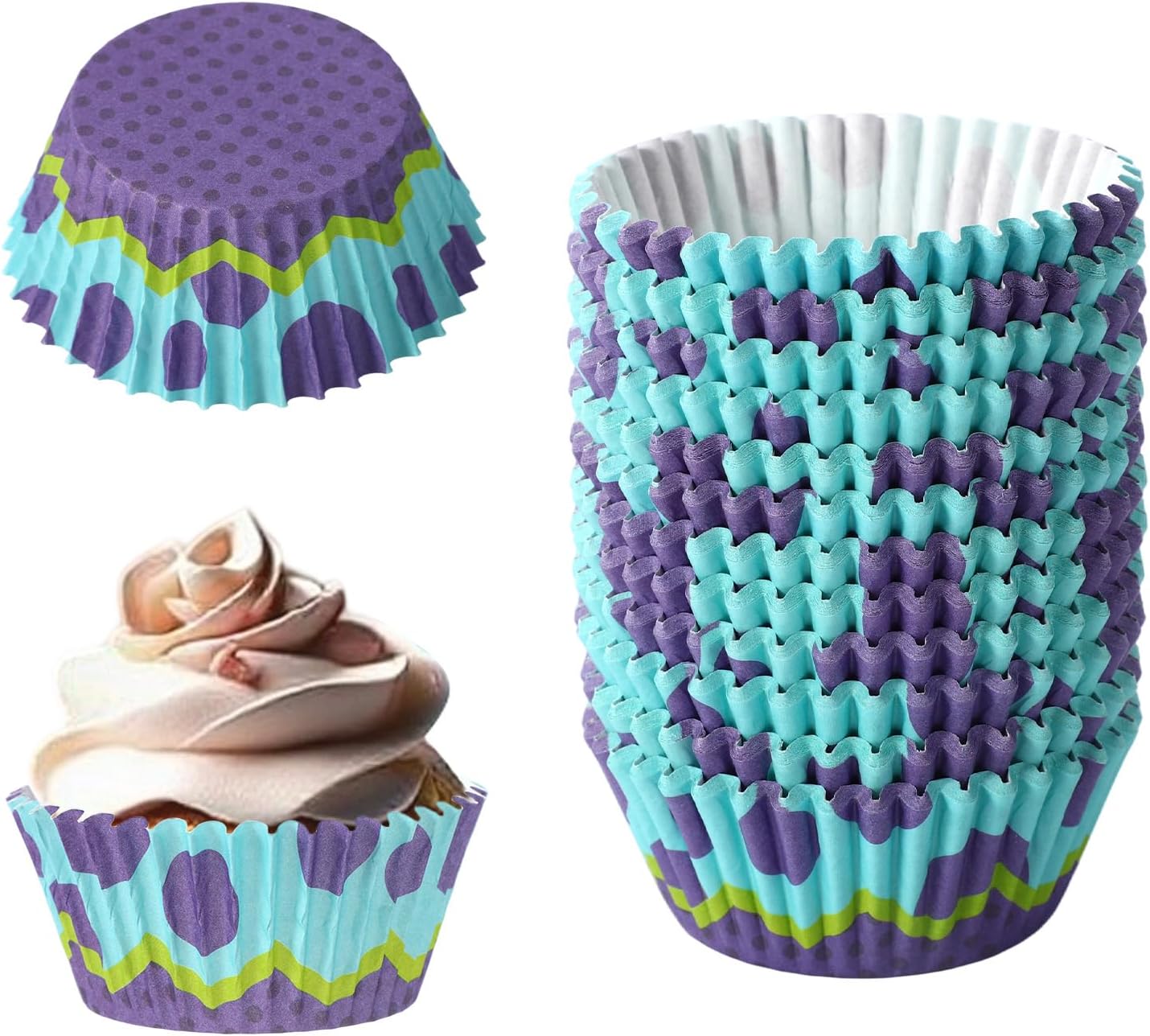 300pcs Monster Cupcake Liners, Cup Cake Holders Plates Monster Birthday Party Decoration Goodie Cups Favor for Game Party Supplies Dessert Candies