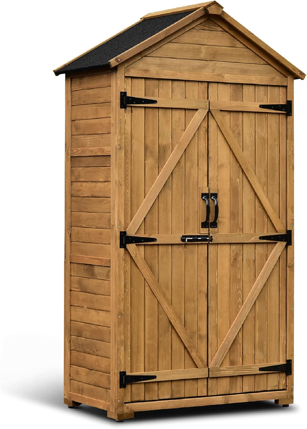 Armoire de jardin avec toit en bois imperméable Gris/naturel