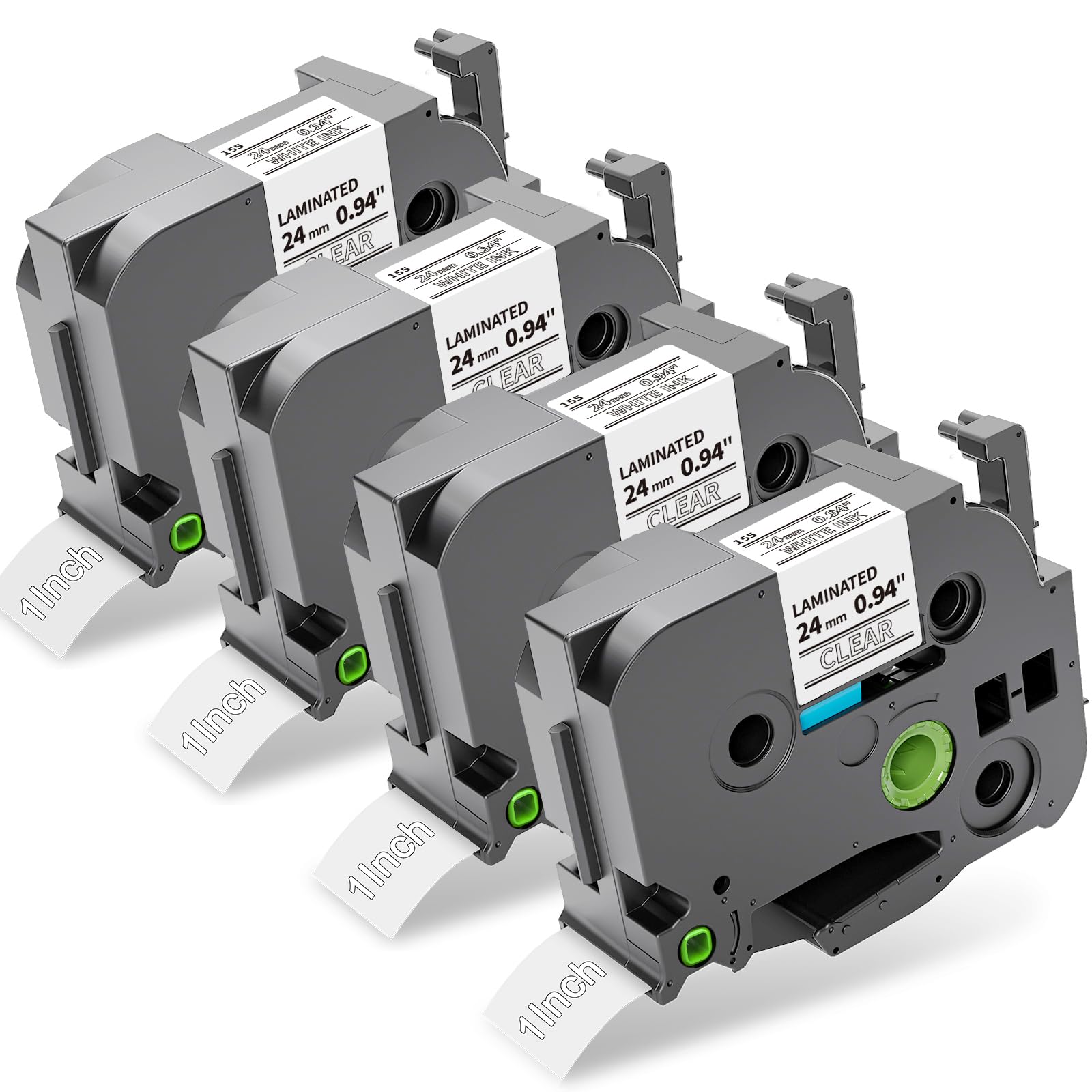 Oozmas Compatible 24 mm Label Replacement for Brother White on Clear Tape 24mm TZ TZe-155 Standard Laminated 1" P-Touch Tape Work for Brother
