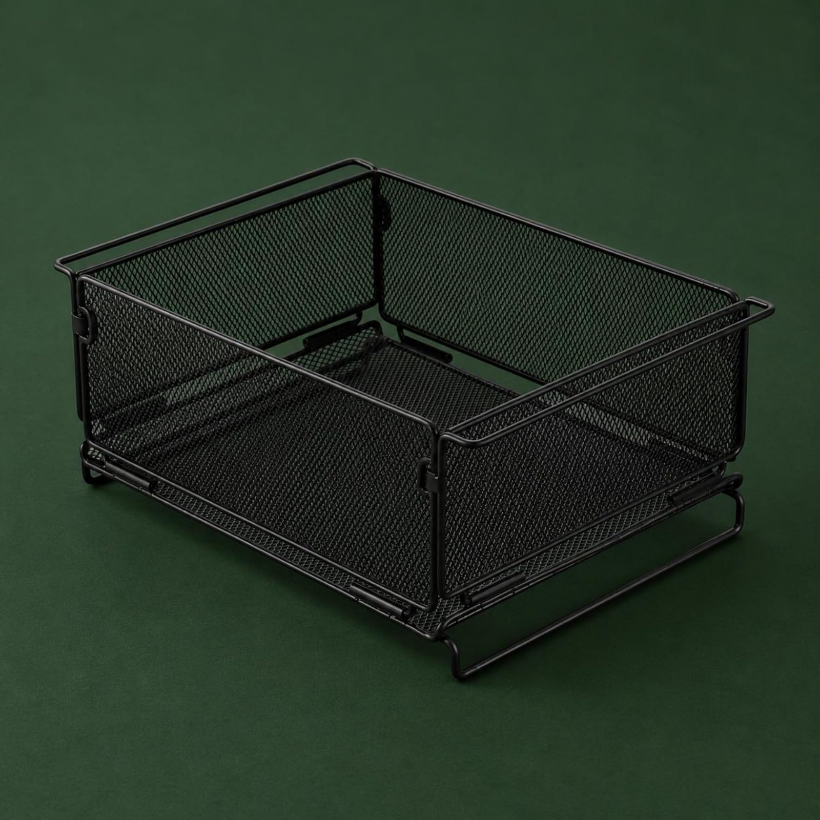 Boîte de Rangement Pliante Camping Panier Pliable Organisateur Pliable Conteneur Pliable en Fer Stable et Pliable à Plat pour Économiser l'Espace, Boîte De Rangement En Maille À Demi-porte