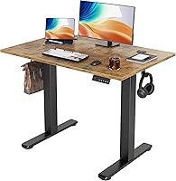 Vista 10 de YDN Escritorio eléctrico de pie, escritorio de pie de altura ajustable, 40 x 24 pulgadas, escritorios de oficina en casa, marco negro/parte superior