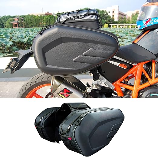 Hukimoyo 58L Motorcycle Saddle Bag,Universal Bike Saddle Bag with Rain