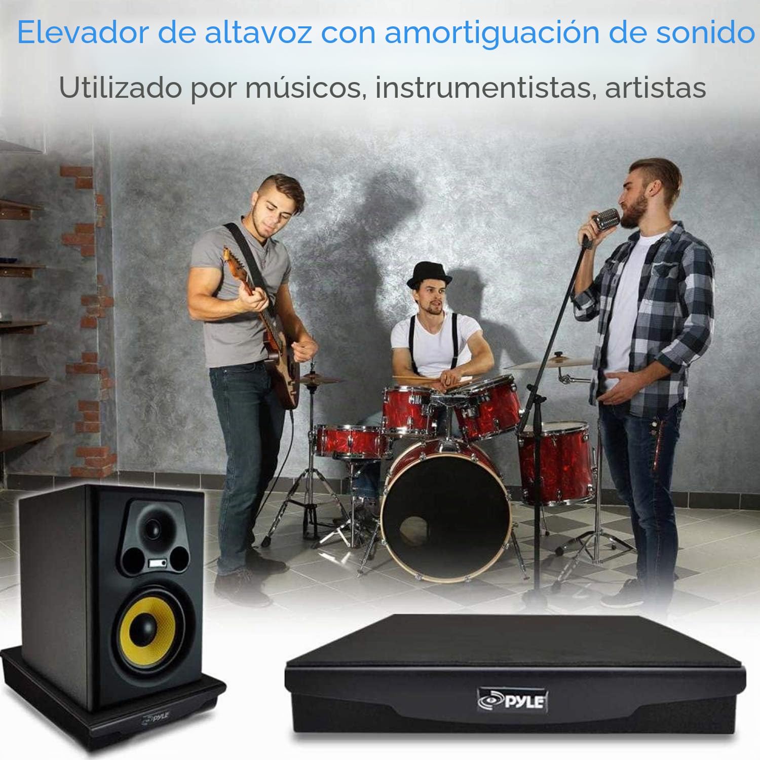 Pyle - Espuma elevadora con amortiguación de Audio para Altavoces, Aislamiento acústico, estabilizador de Retroceso, Base de Goma para Monitor de Estudio, subwoofer, PSI04, 19 x 23,1 x 5,8 cm