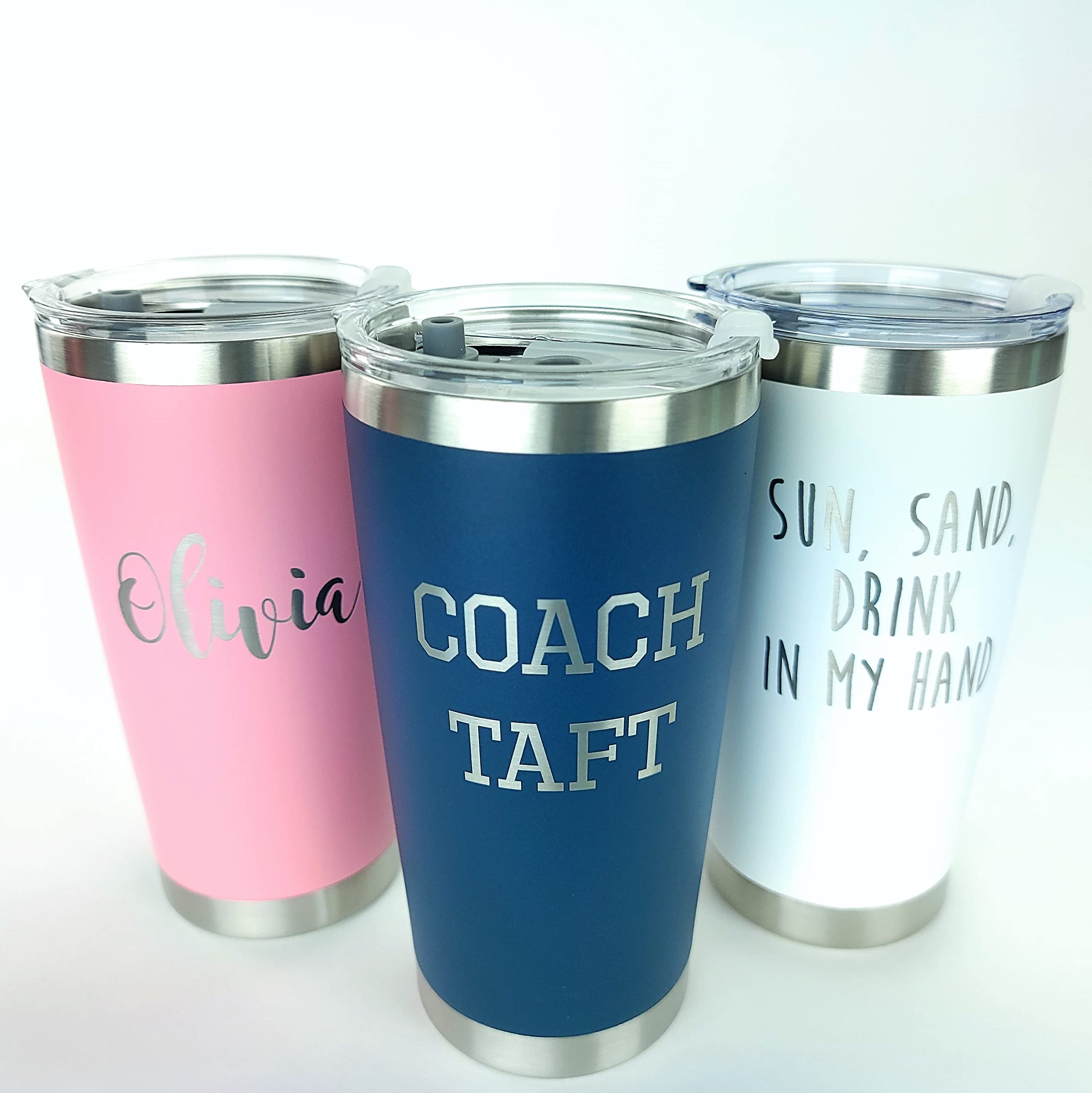 Amazon.com: Custom Laser Engraved Insulated 20oz & 30oz Tumblers w/Splash  Proof Lid - Personalized Gifts (20oz Tumbler, Navy Blue) : Home & Kitchen