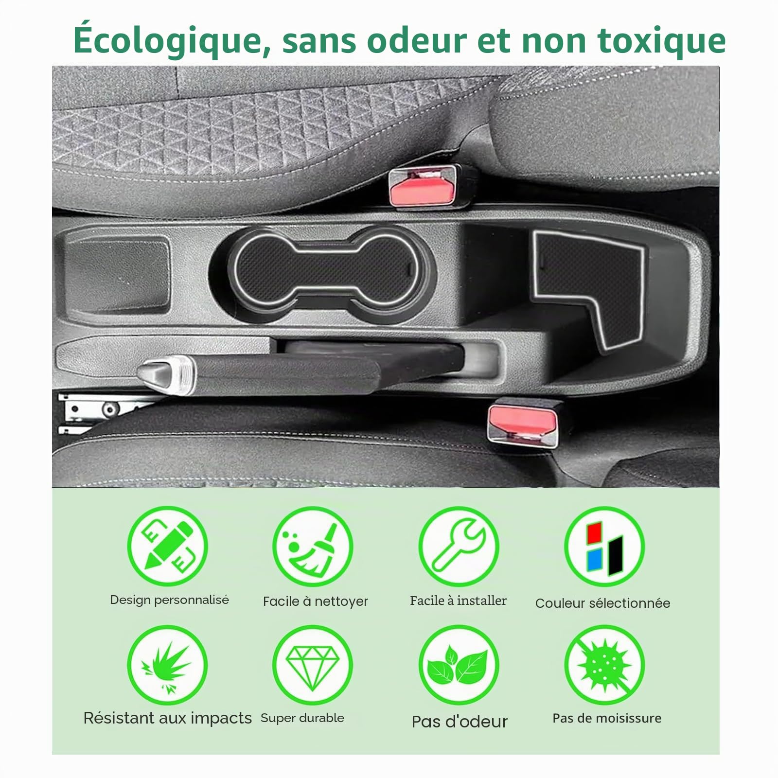 GAFAT Renaul-t Clio 5 (Freins Manuels) 2020-2022 2023 Tapis Antidérapants en Caoutchouc pour Console Centrale, Clio 5 2023 Tapis de Couture de Porte (Blanc)