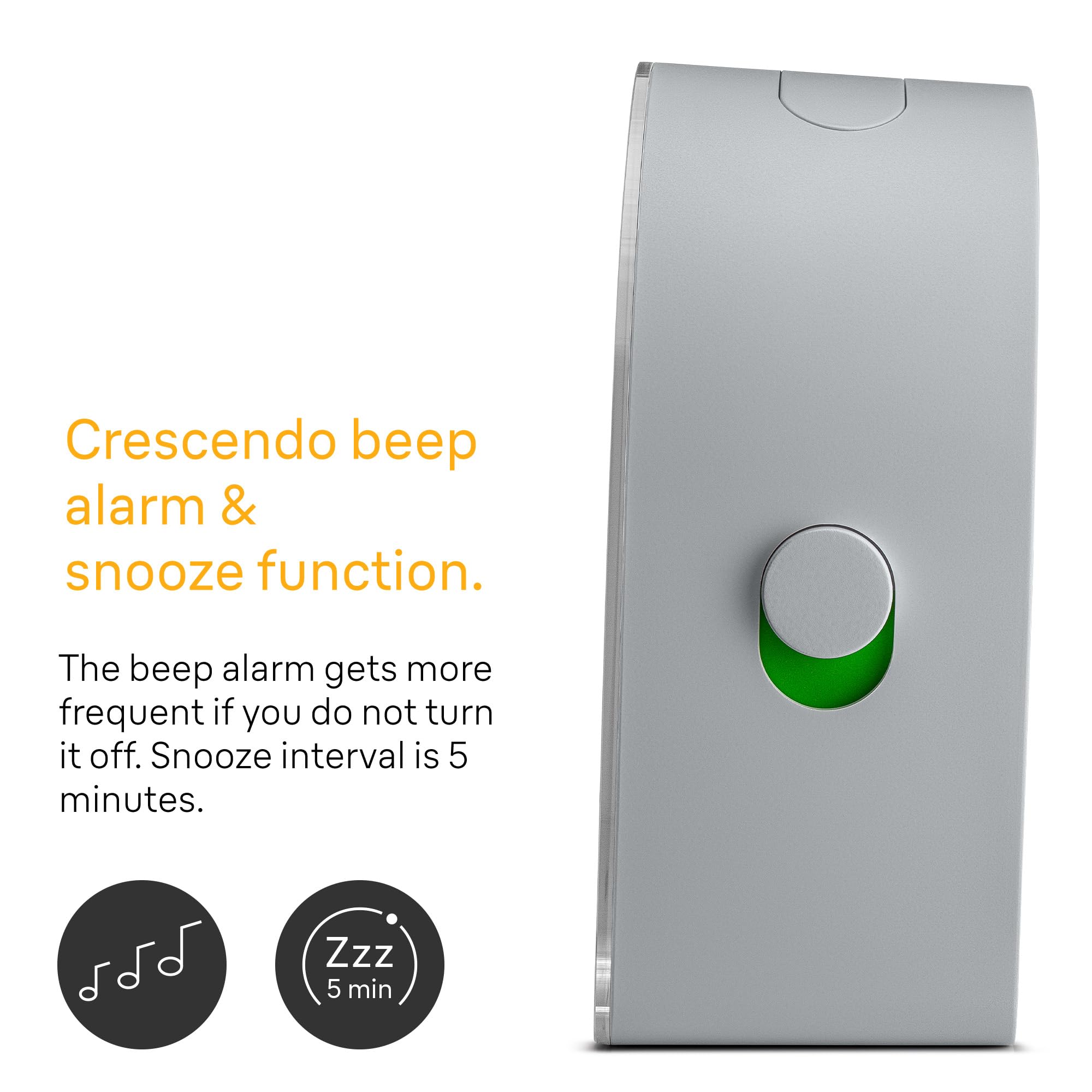 Braun Sveglia analogica Classic con snooze e retroilluminazione continua, movimento al quarzo silenzioso, allarme sonoro in crescendo, grigio, modello BC22G.