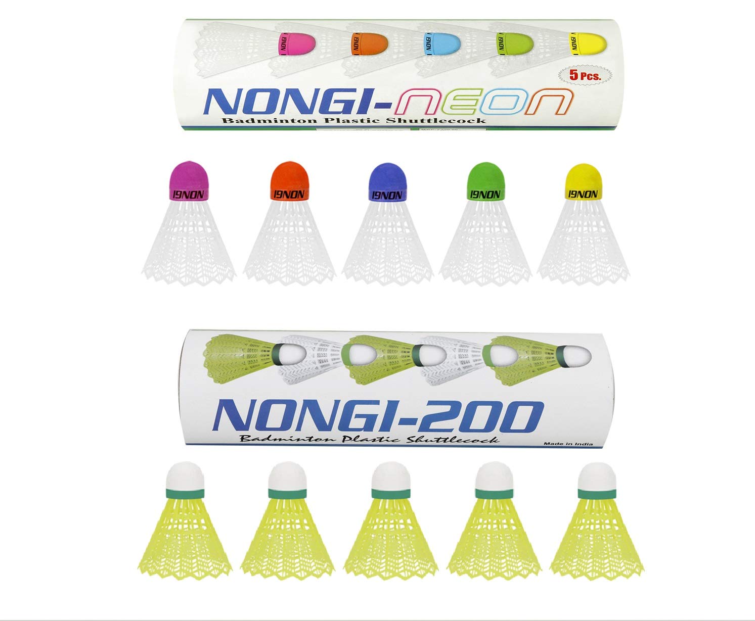 Nongi NeonCombo Pack of 10 Shuttlecocks (5 Multicolored Cork Plastic), 200(5 Yellow Plastic) for Outdoor Indoor Sports (B08FCF8574) Amazon Price History, Amazon Price Tracker