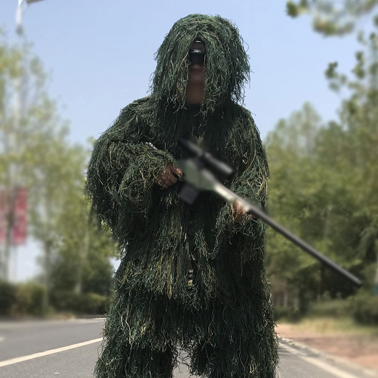 Tarnkleidung Kinder Jungen，Tarnanzüge Wald Woodland Paintball AusrüStung Set MäNner Tactical Poncho Jagt Jacken Jagd Hose Snipes Maske Outdoor MilitäR Anzug，Tarnanzug XXL GrößE S