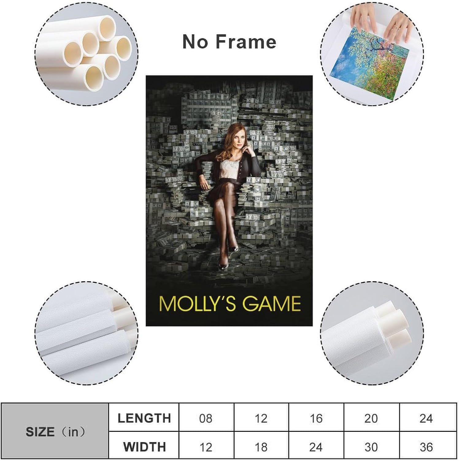 Wall Posters Molly's Game Movie Poster Canvas Art Poster And Wall Art Picture Print Modern Family Bedroom Decor Posters 20x30inch(50x75cm)