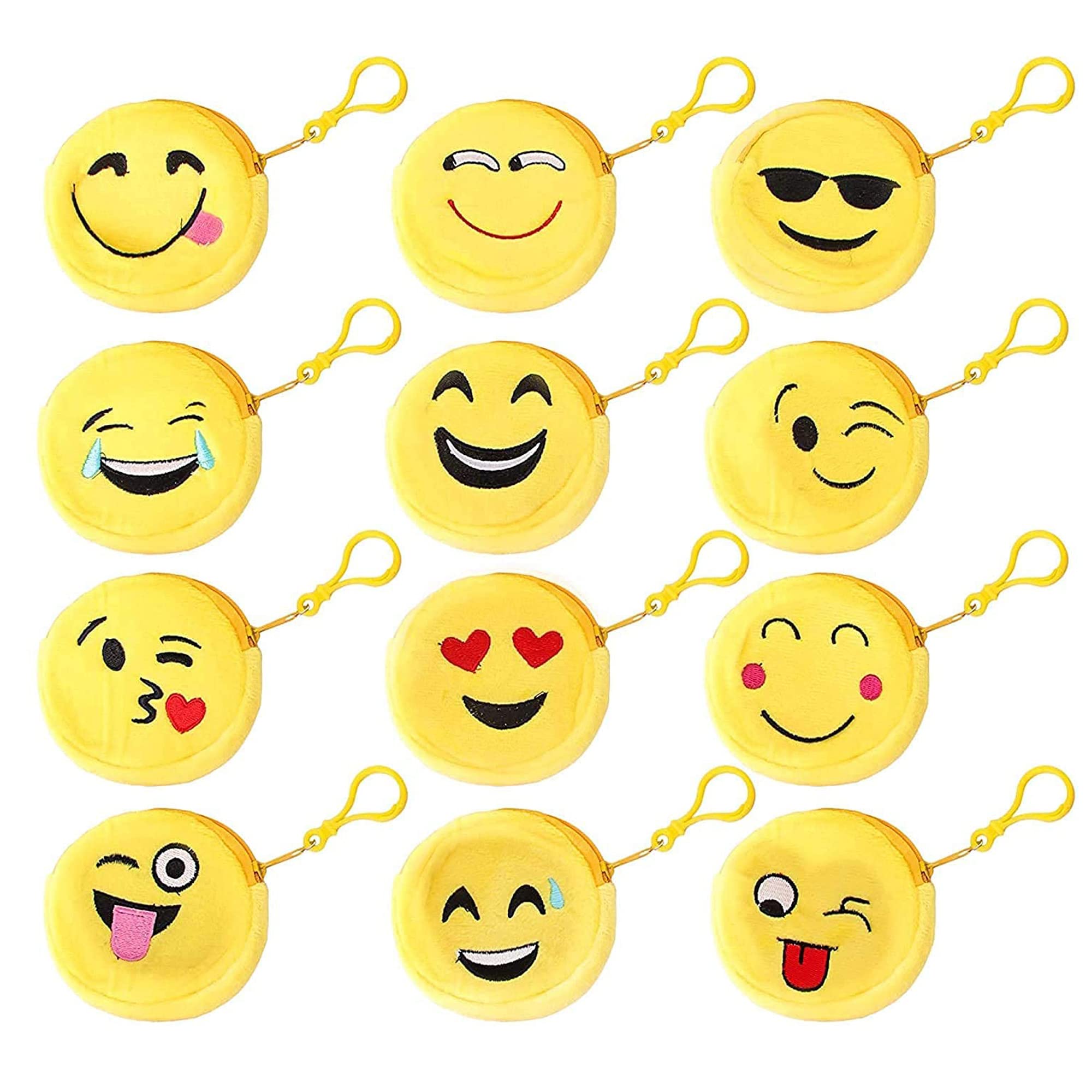 Emoji Pouch Mini Cute Round Face Smiley Purse for Earphone, Coins || Best Gifts for Birthday || Keychain for All Age Group (Assorted)(Pack of 12)-image-36