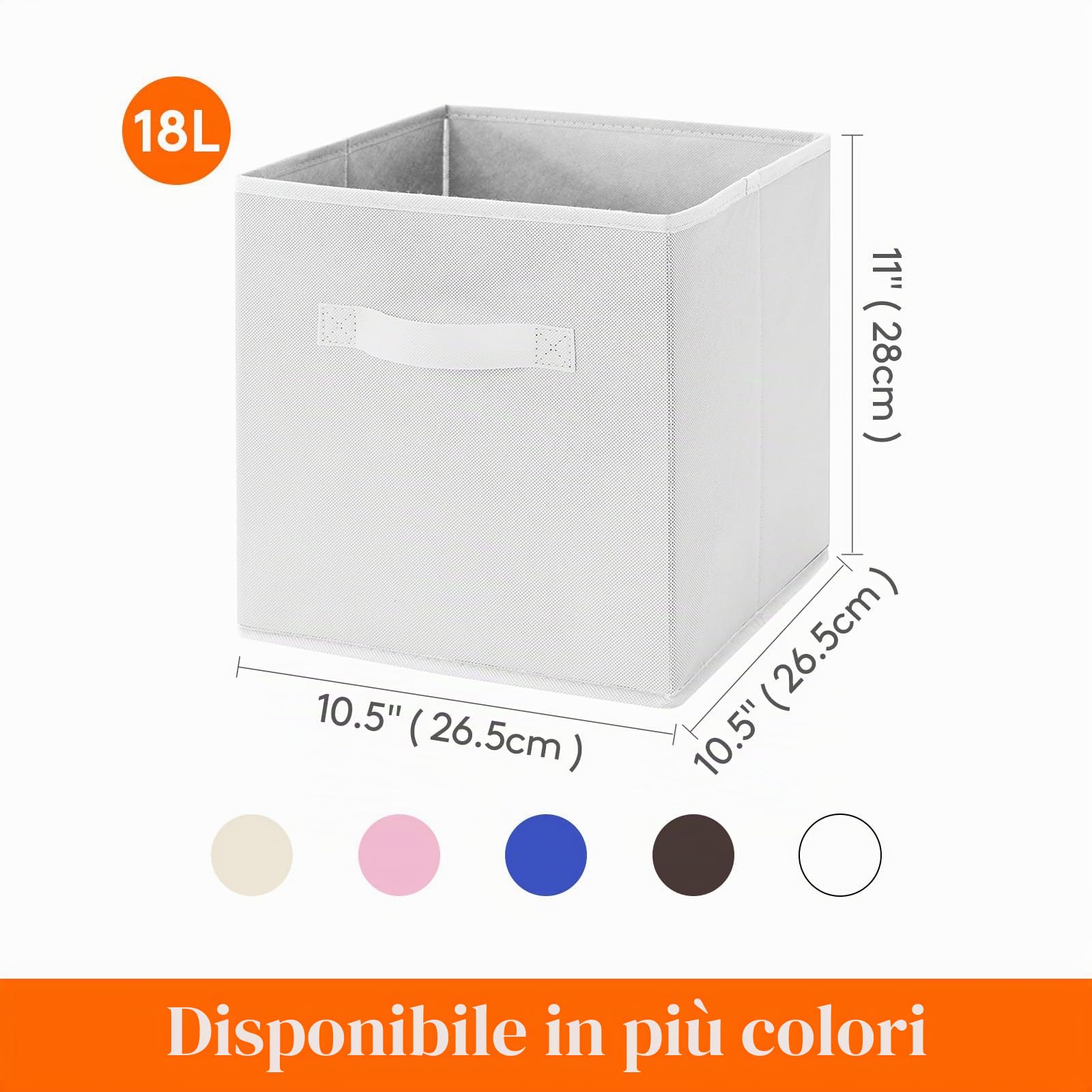 Lifewit Set di 10 Cubi Portaoggetti Pieghevoli, Cesti Portaoggetti in Tessuto, Scatole Portaoggetti con Manici, Scatole per Armadio, Vestiti, Giocattoli, 26,5 x 26,5 x 28 cm, 18 L, Bianco