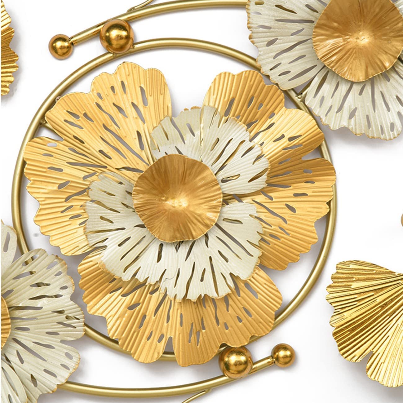 Wanddeko Metall Gingko,3D Deko Gold, Wanddeko Blätter, Wandschmuck, Wandskulptur Metall, Wandverzierung, Metallbild 3D Wandornament für Wohnzimmer Dekoration Schlafzimmer Hotel