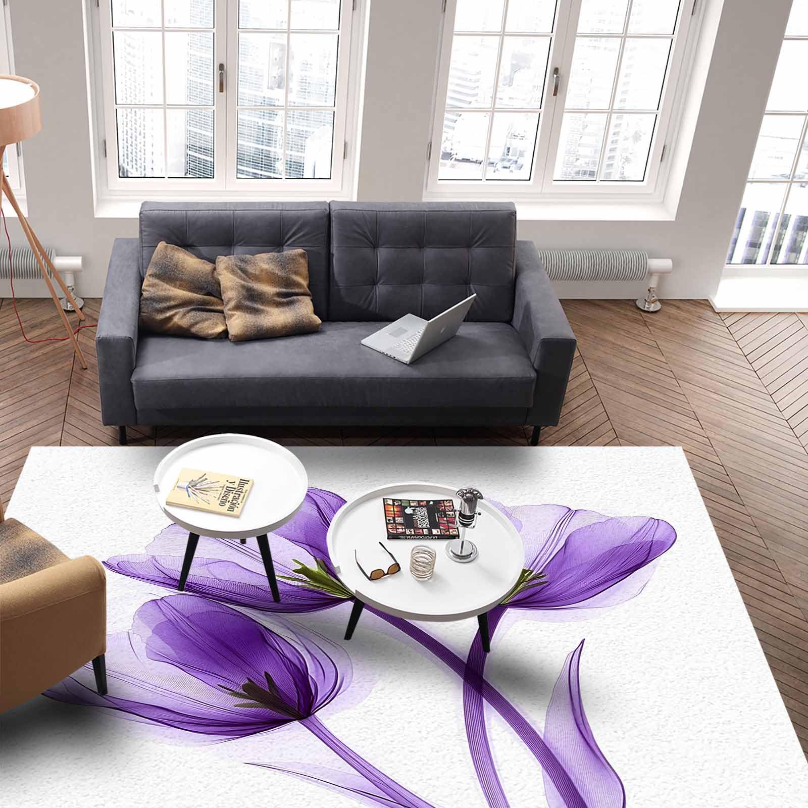 Amazon.com: Luxury Purple Tulip Large Area Rug 2.7' x 5' Washable