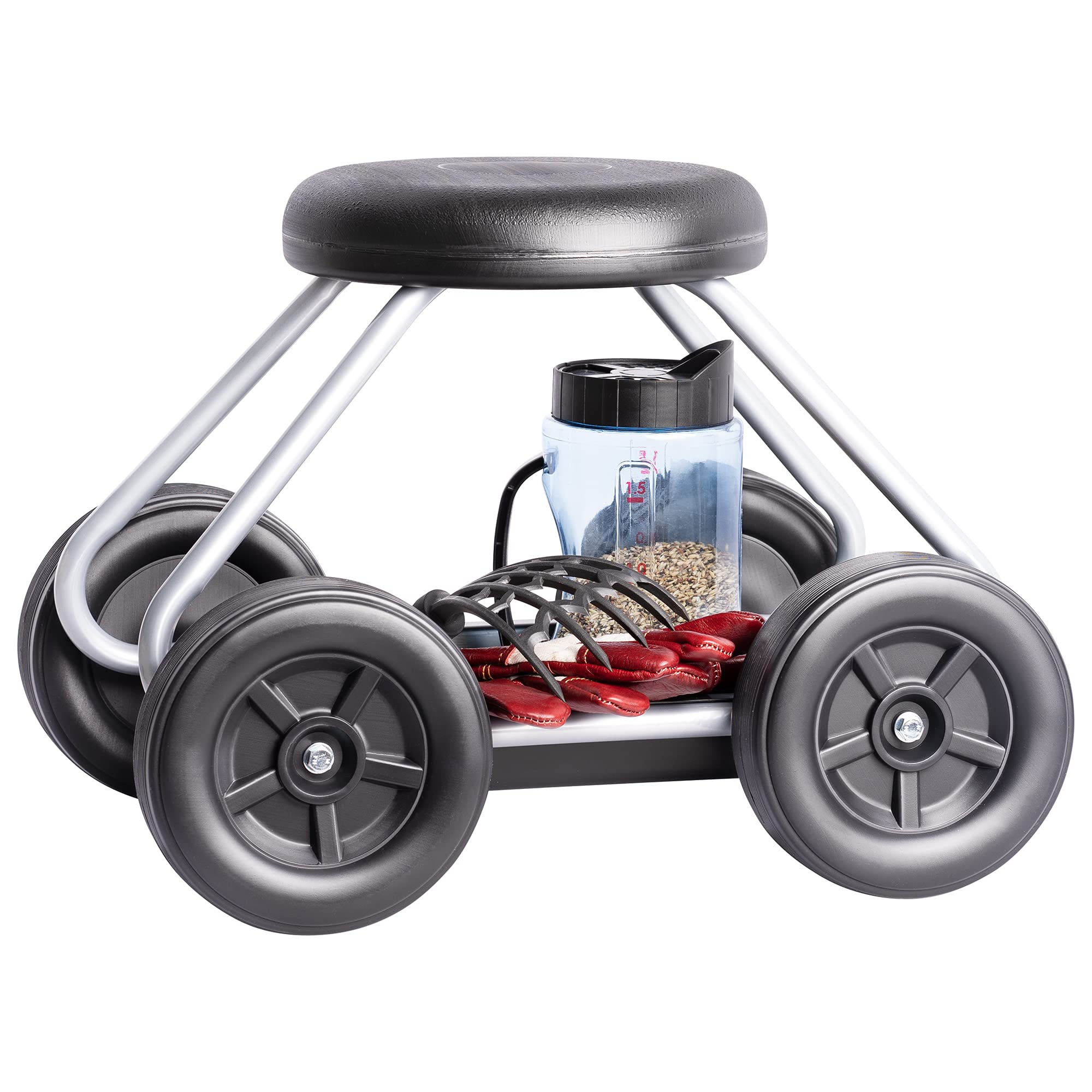 UPP Rollsitz Easy Work bis 130 kg belastbar | Gartenwagen mit 40 cm hohem Luftkammer-Sitz | Knie- & rückenschonende Gartenarbeit | Gartenrollwagen für Garten, Haushalt & Werkstatt | 52 x 40 x 41 cm