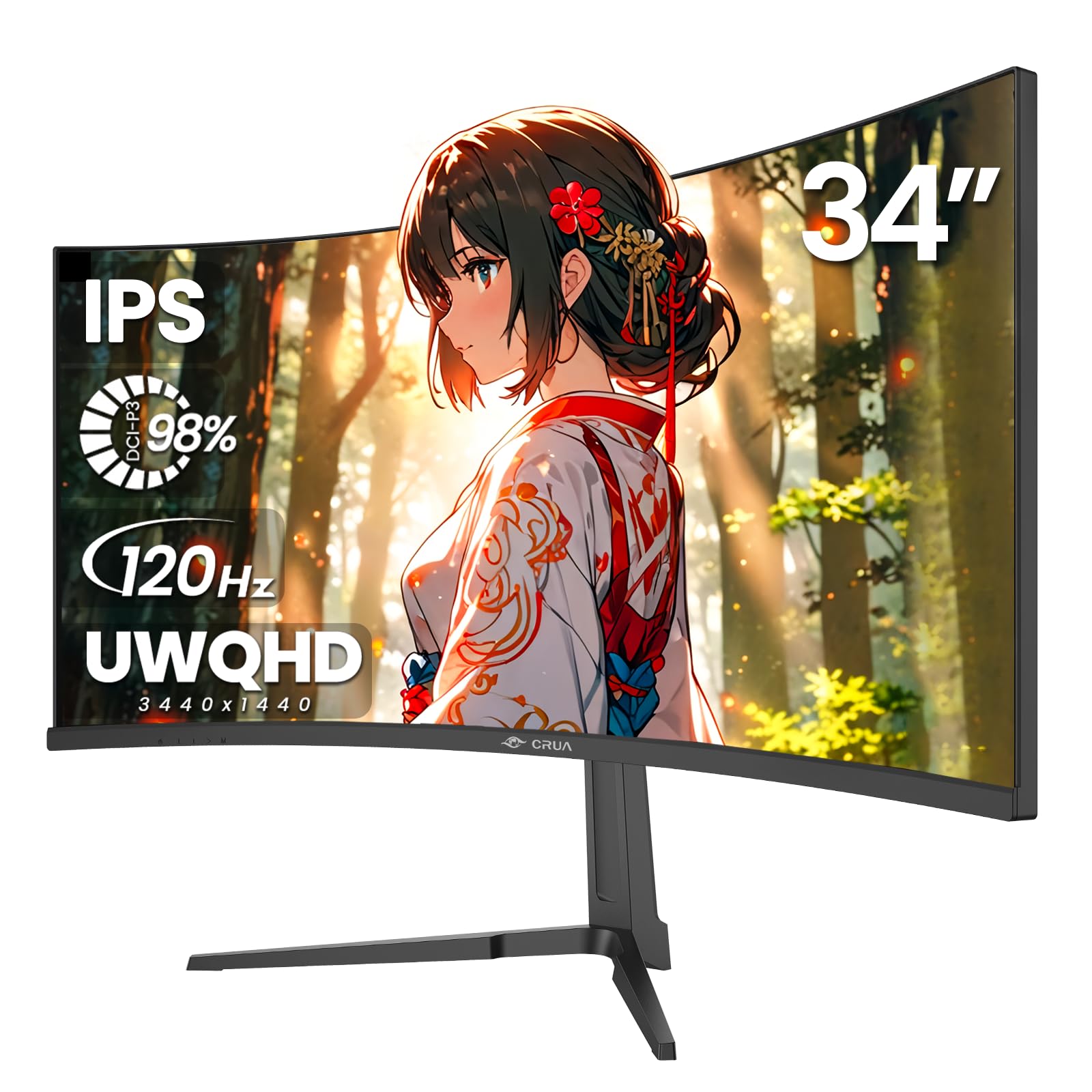 Amazon.co.jp: CRUA ゲーミングモニター 34インチ 湾曲 PC