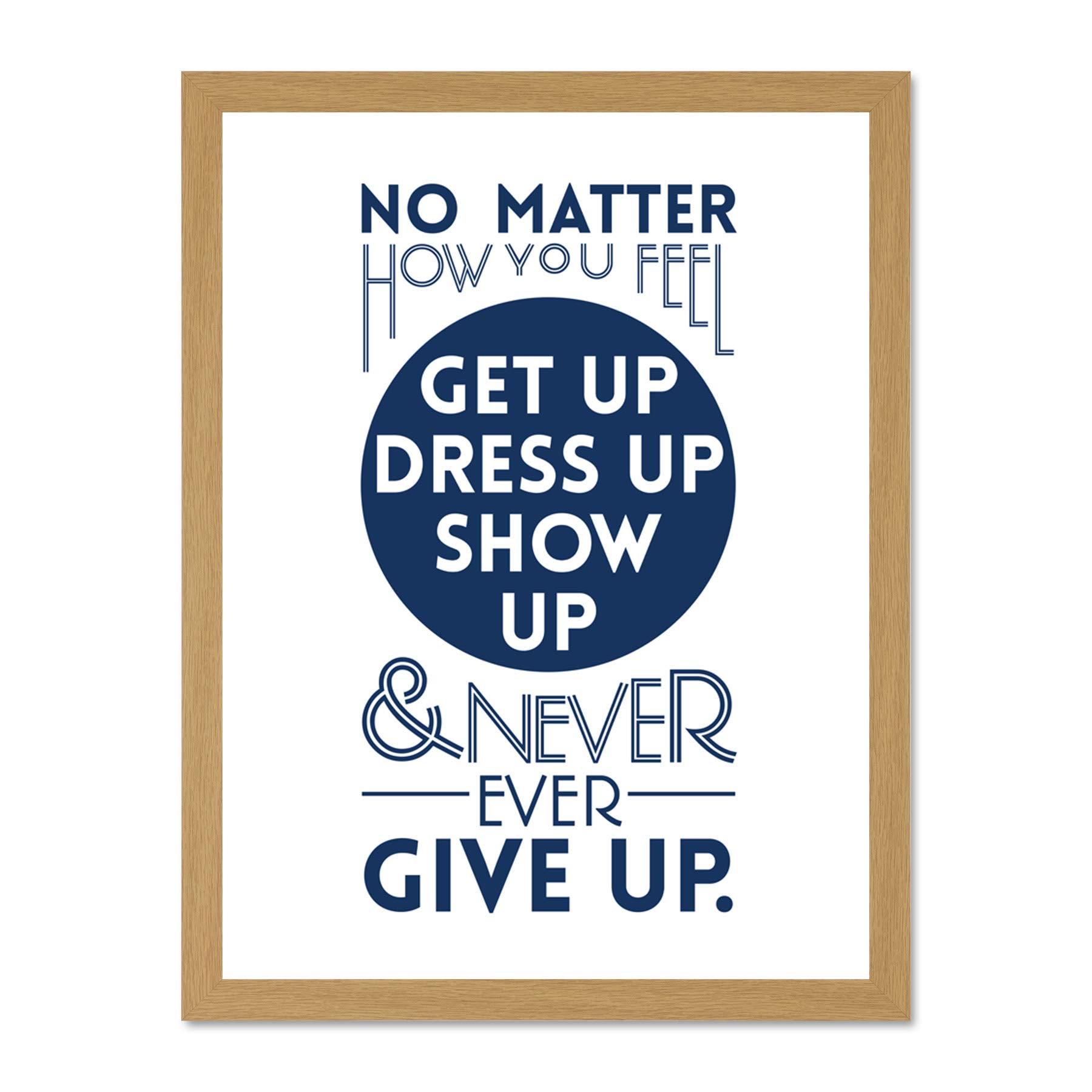 Motivational Get Up Never Give Up Large Framed Art Print Poster Wall Decor 18x24 inch