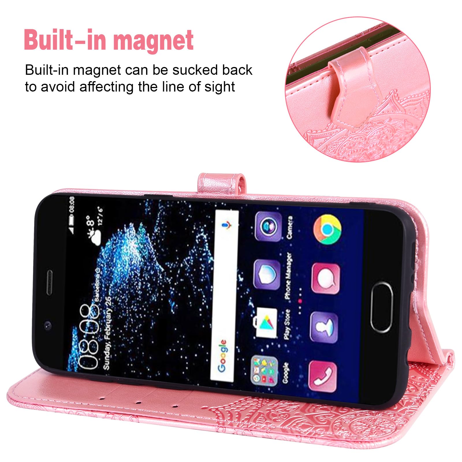 Custodia Asuwish Per Huawei P10 A Portafoglio Con Pellicola Vetro E Catena - Blu