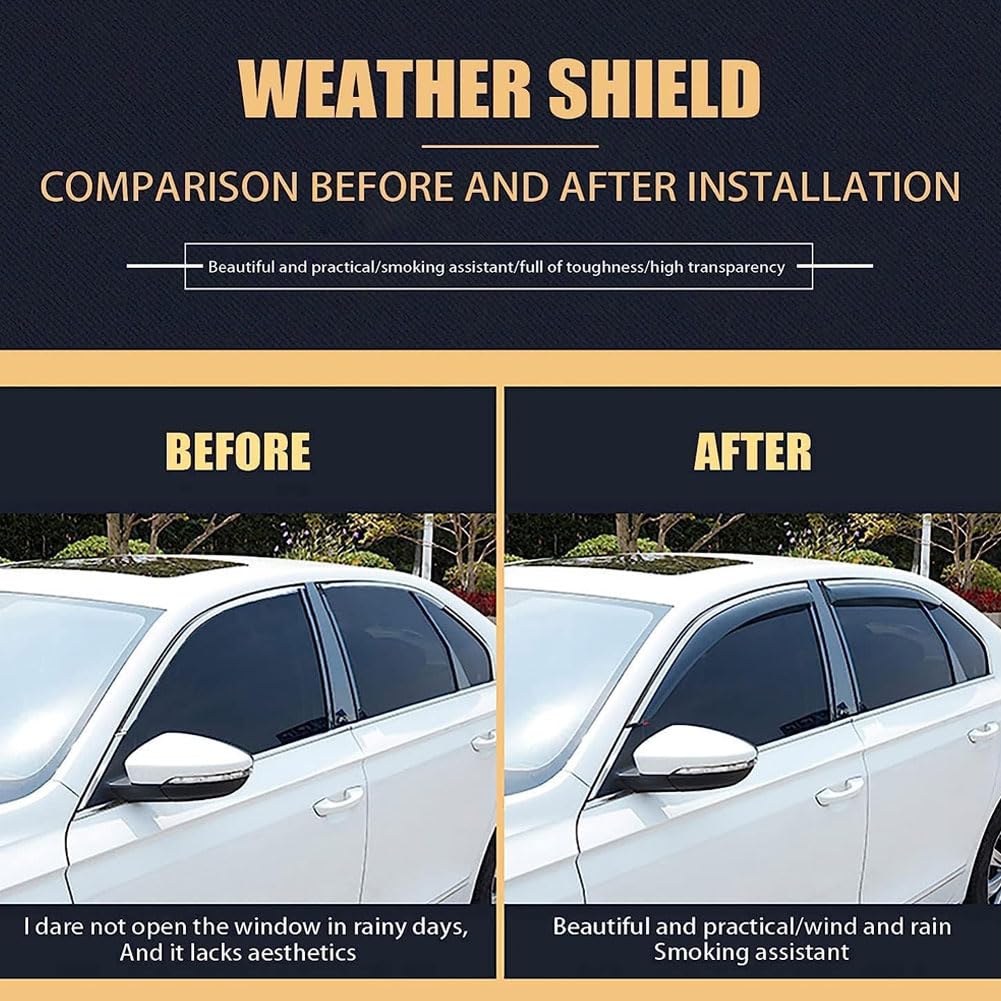 4 Piezas Deflectores de Viento para Fo-rd Focus 3 MK3 2012-2018, Deflectores de Ventanas Laterales Delantera Trasera Protector de Humo de Lluvia