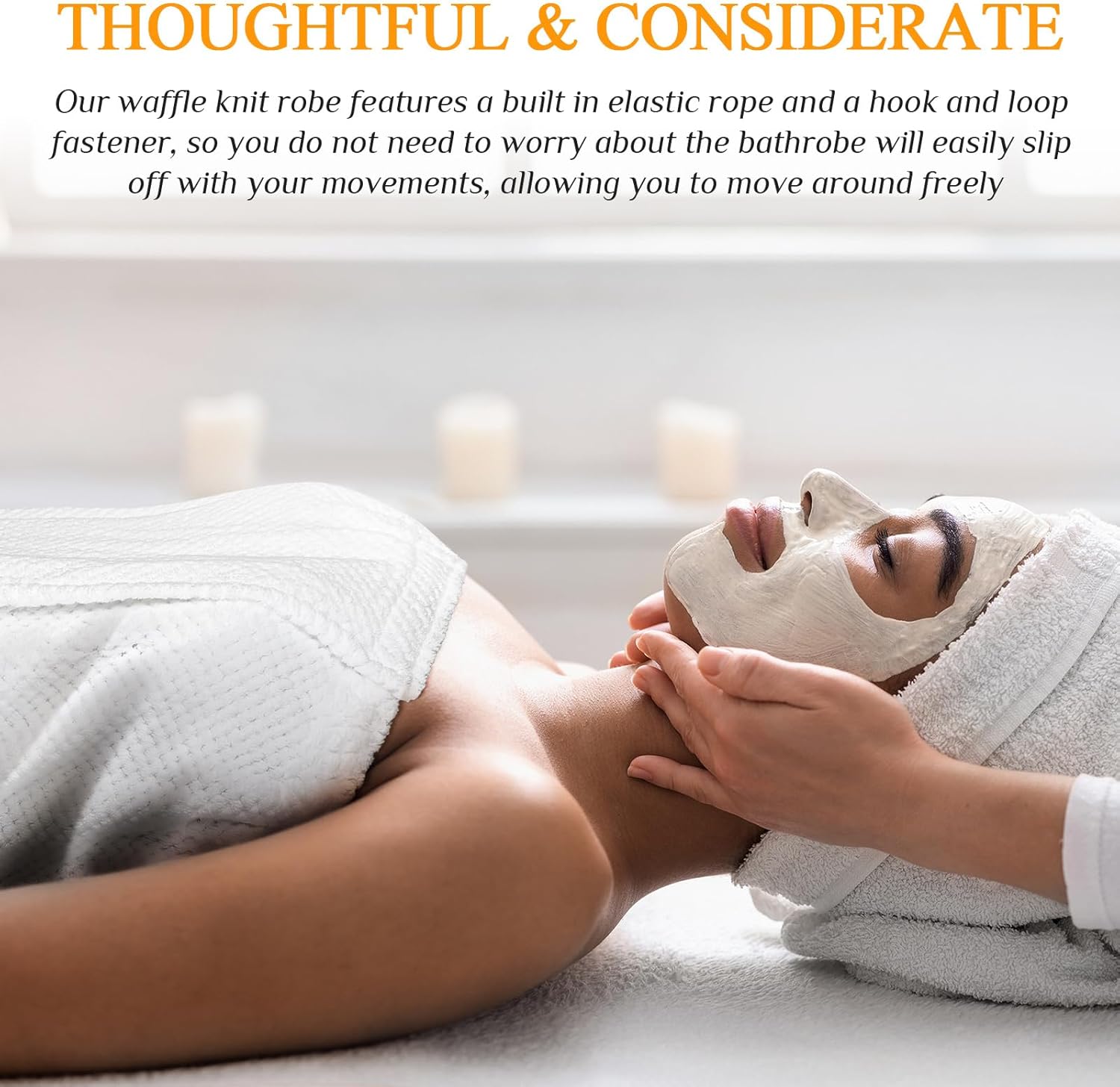 4 Pcs Towel Wrap for Women Waffle Spa Robe with Adjustable Closure Elastic Top Lightweight Wraps for Bath Shower - Image 5