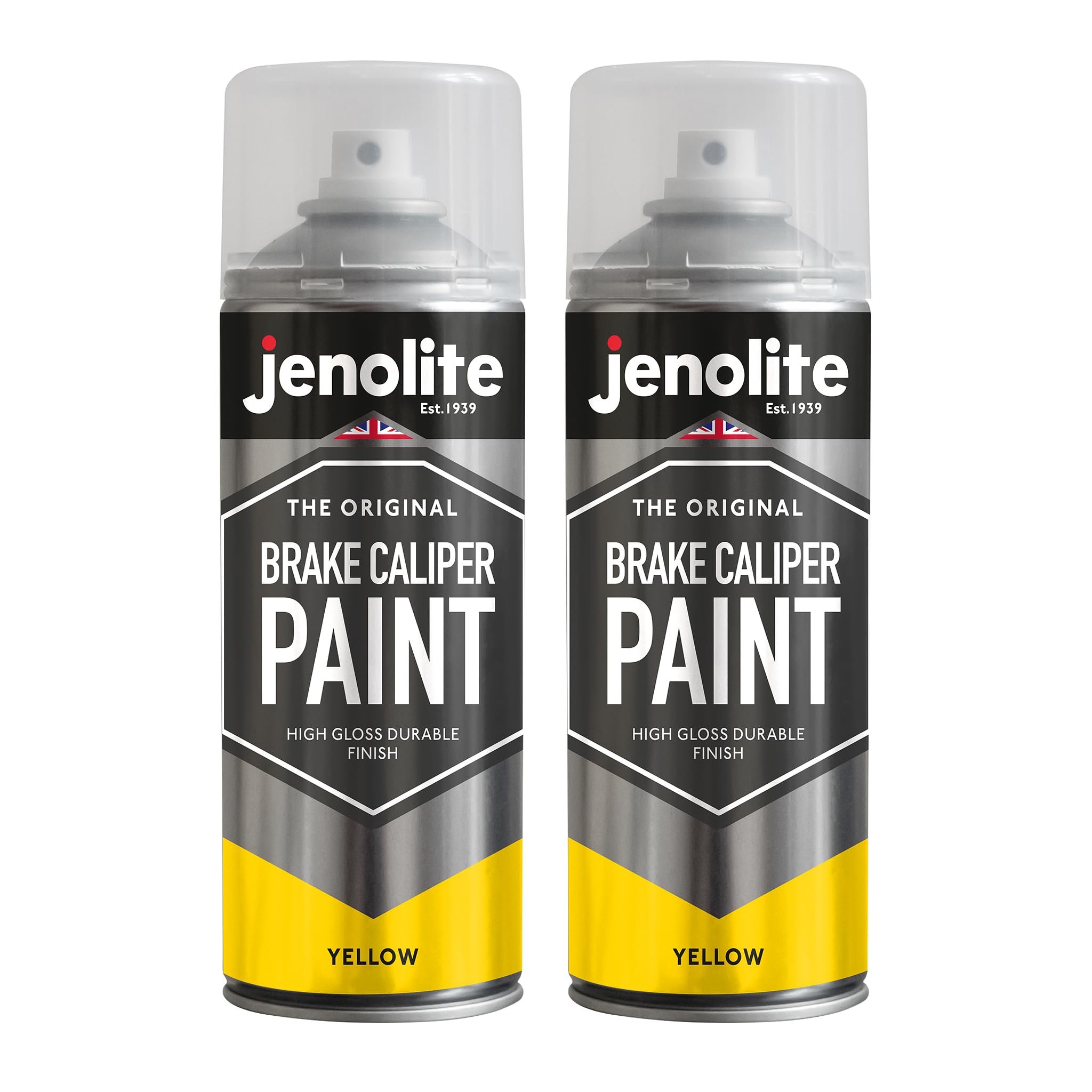 JENOLITE Brake Caliper Spray Paint | YELLOW GLOSS | Brake and Caliper Restoration Spray Paint | Durable Finish and Heat Resistant | 2 x 400ml | RAL 1018