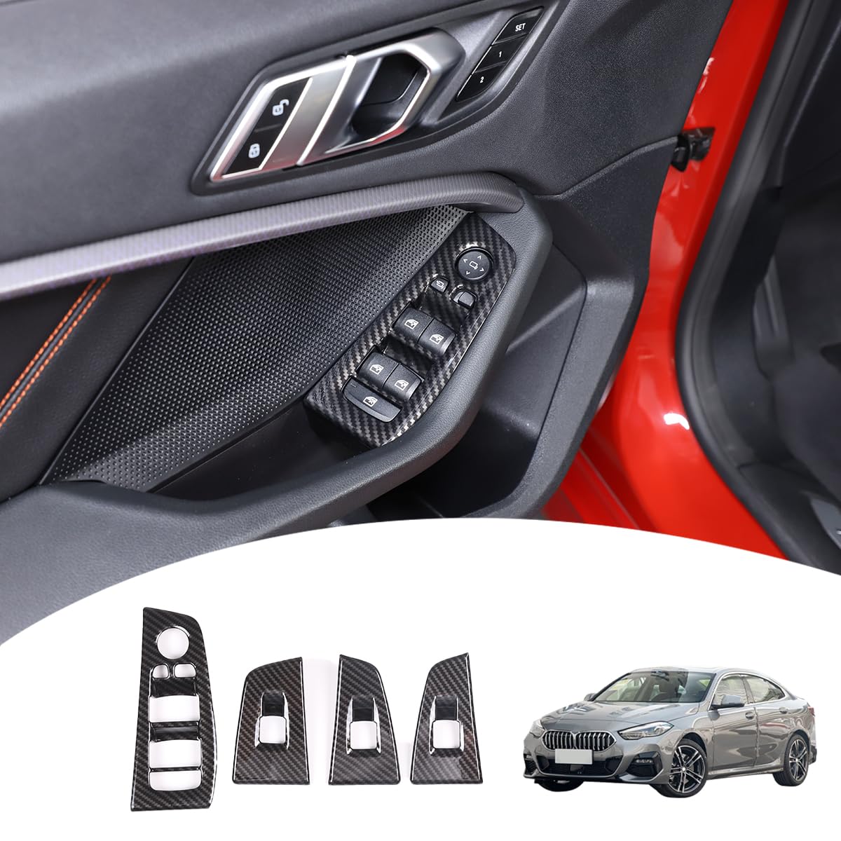 Car Window Lift Switch Frame Cover Panel Trim Compatible with BMW 1 Series 2 Series F40 F44 2020-2023 Car Door Window Glass Lift Button Panel Cover