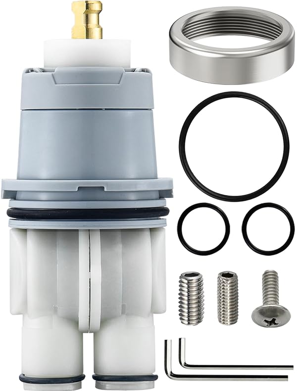 LOWCUS Shower Cartridge Replacement for Delta RP46074 (2006-Present) 1-Pack, Compatible with Delta 13 14 Series Single Handle, Includes Bonnet Nut, Fix Leak or Drip, Temperature or Pressure Issues by LOWCUS - Used condition - US$20.23