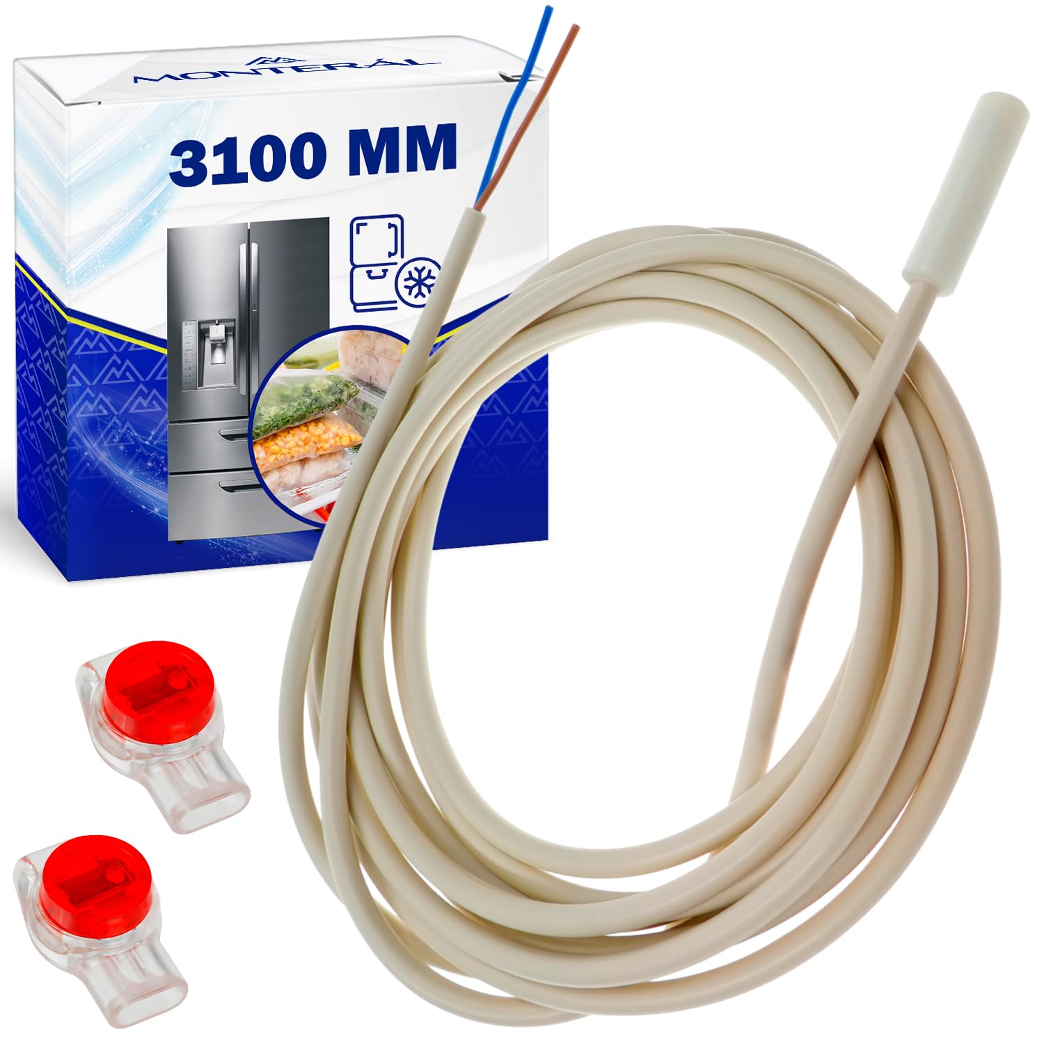 Czujnik temperatury NTC do lodówki Posiada oryginalny kod 959008800 9590142 959014200 9590206 959020600 694239700 9590088 dla Liebherr dla Miele - 10 lat - MONTERAL