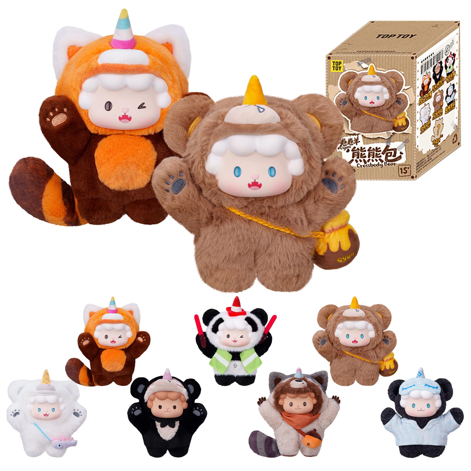 TOP TOY Gyun Bear Series Plush Pendant, 1 Piece, Plush Backpack, Gacha Gacha Blind, Box Figure, Plastic Model, Premium Toy Soft Vinyl Figure, Original Character, Birthday Present for Collectors : Toys