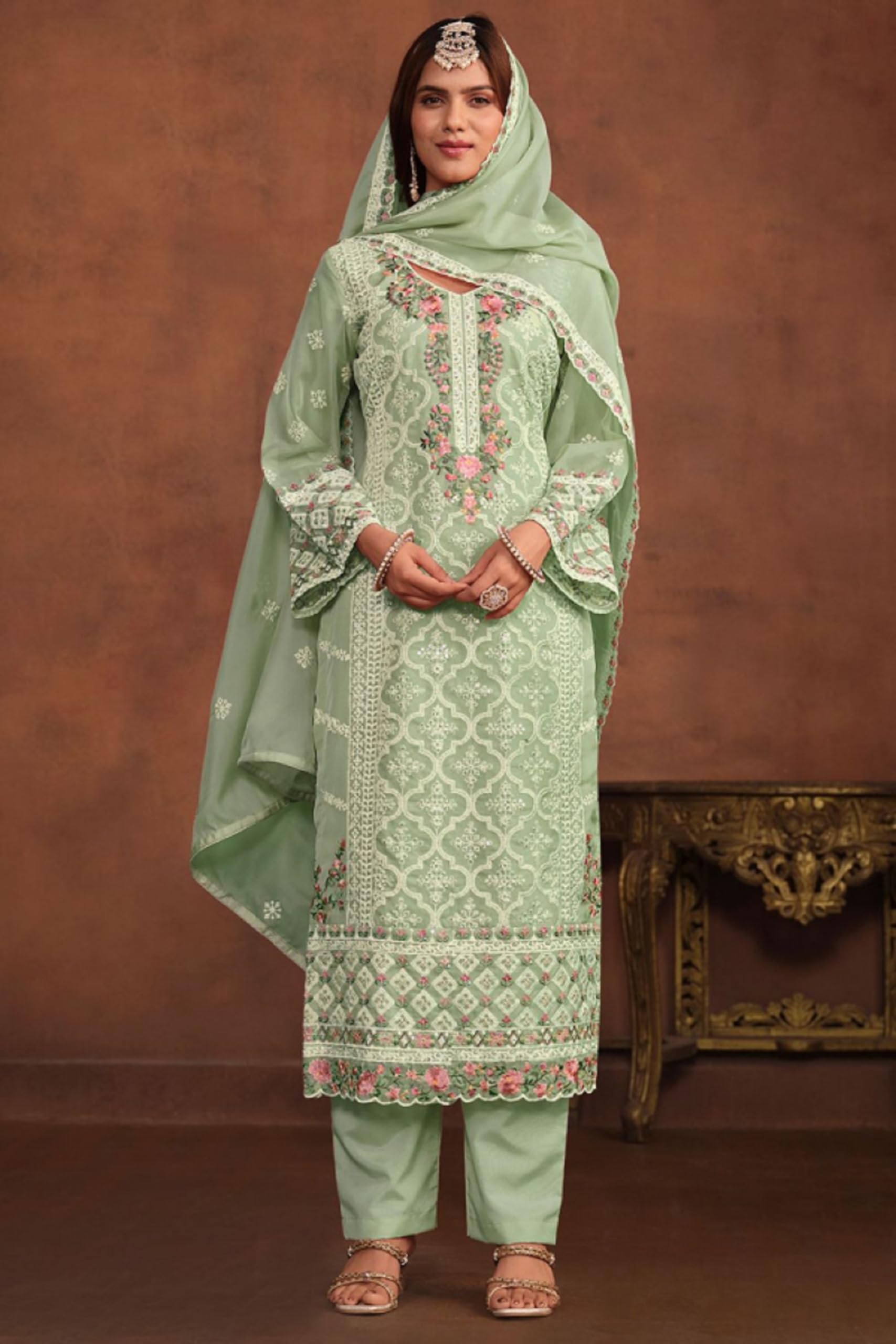 Abbigliamento evento Pakistano Pantaloni Pantaloni Abiti Indiano Designer Cucito Salwar Kameez Vestito